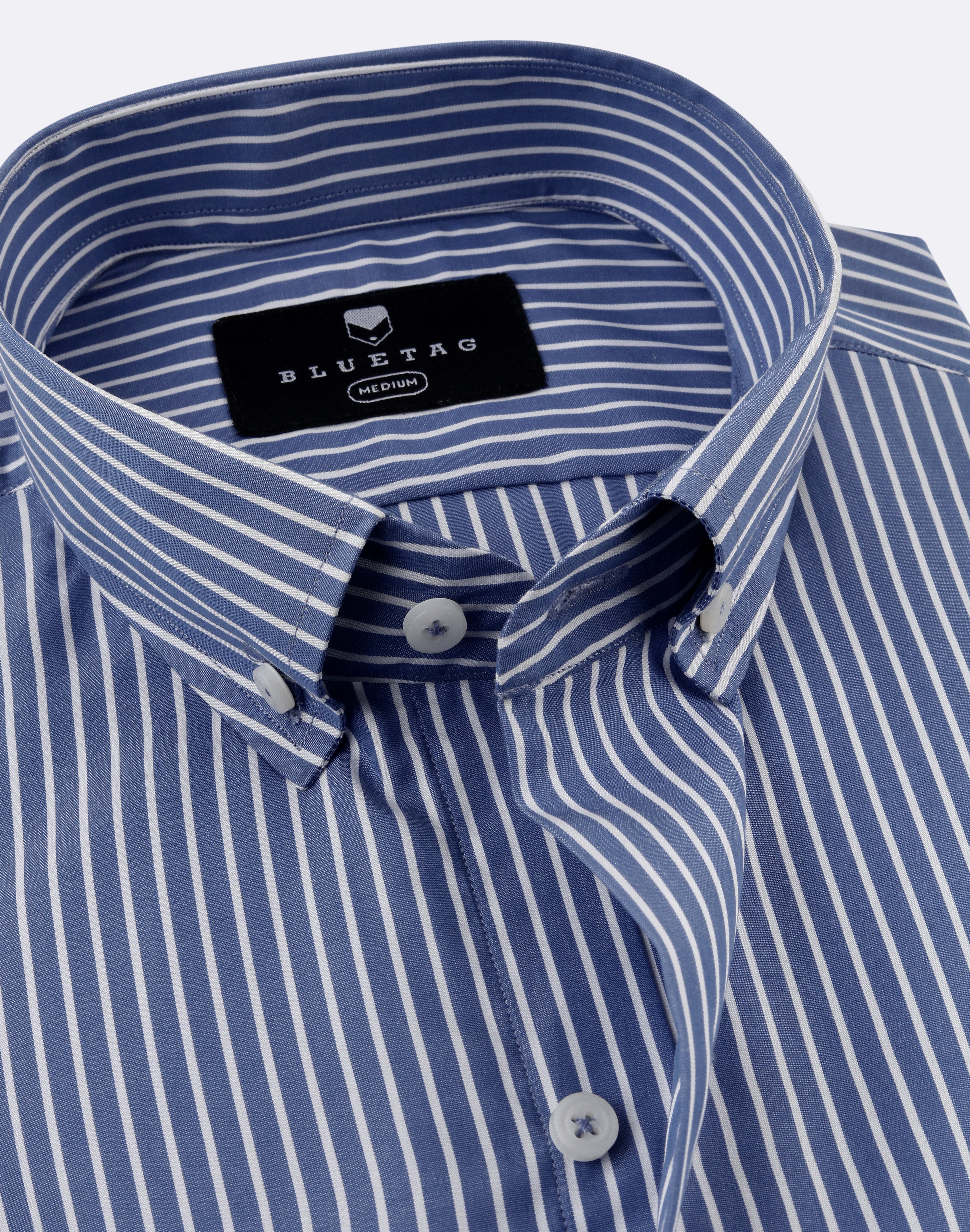Classic Slate Blue & White Striped Shirt