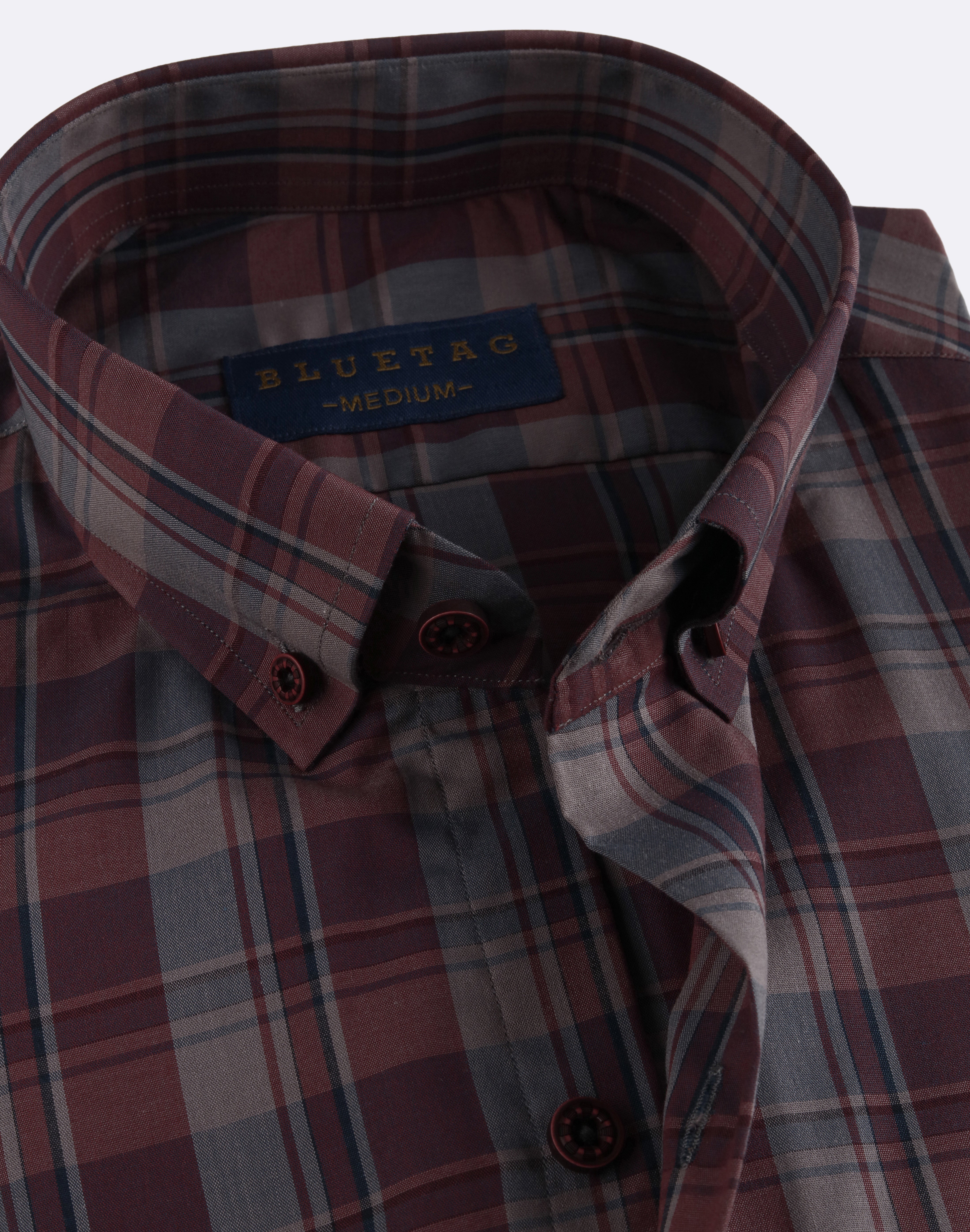 Charcoal Burgundy Grid Checkered