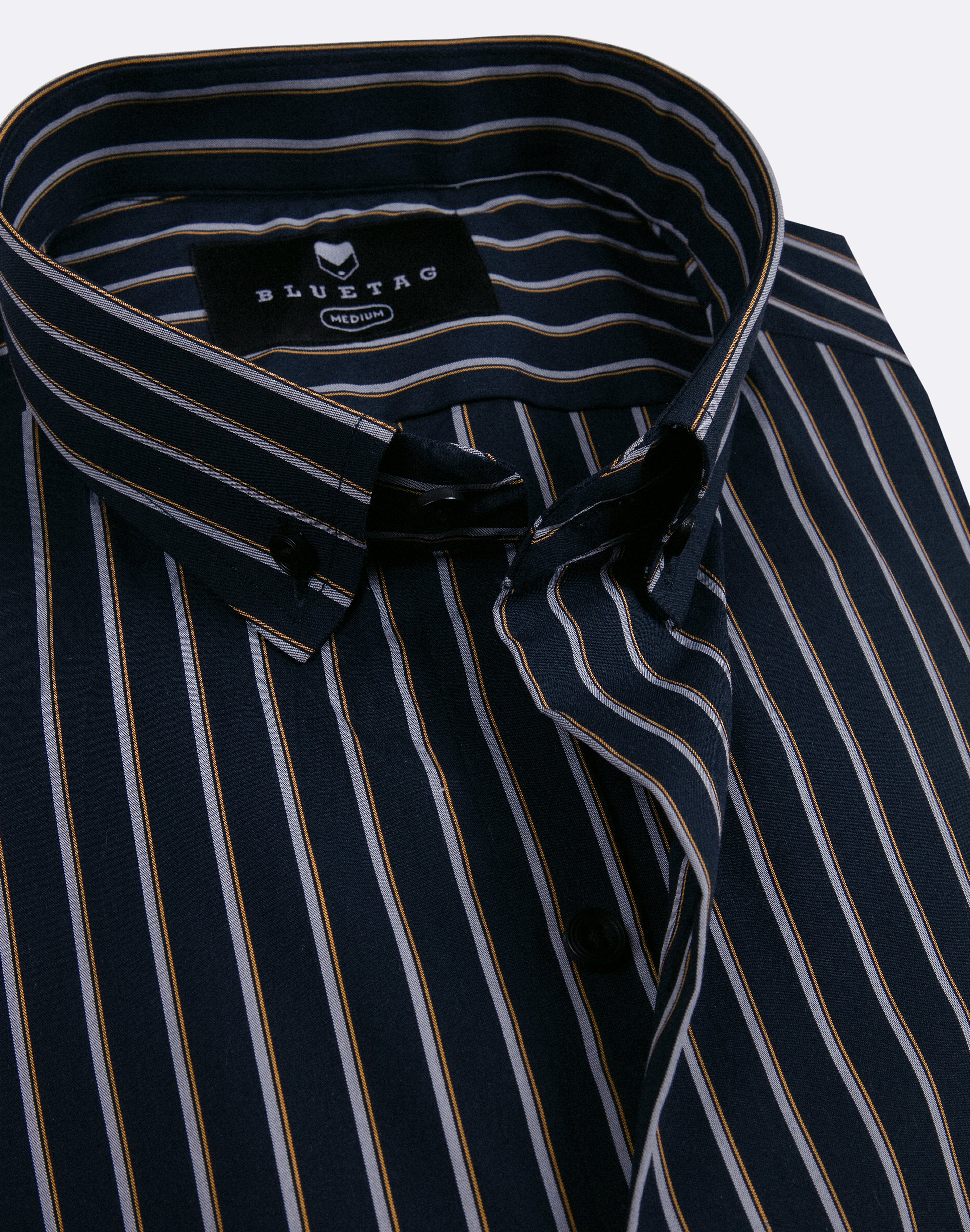 Classic Deep Navy & White Striped Shirt