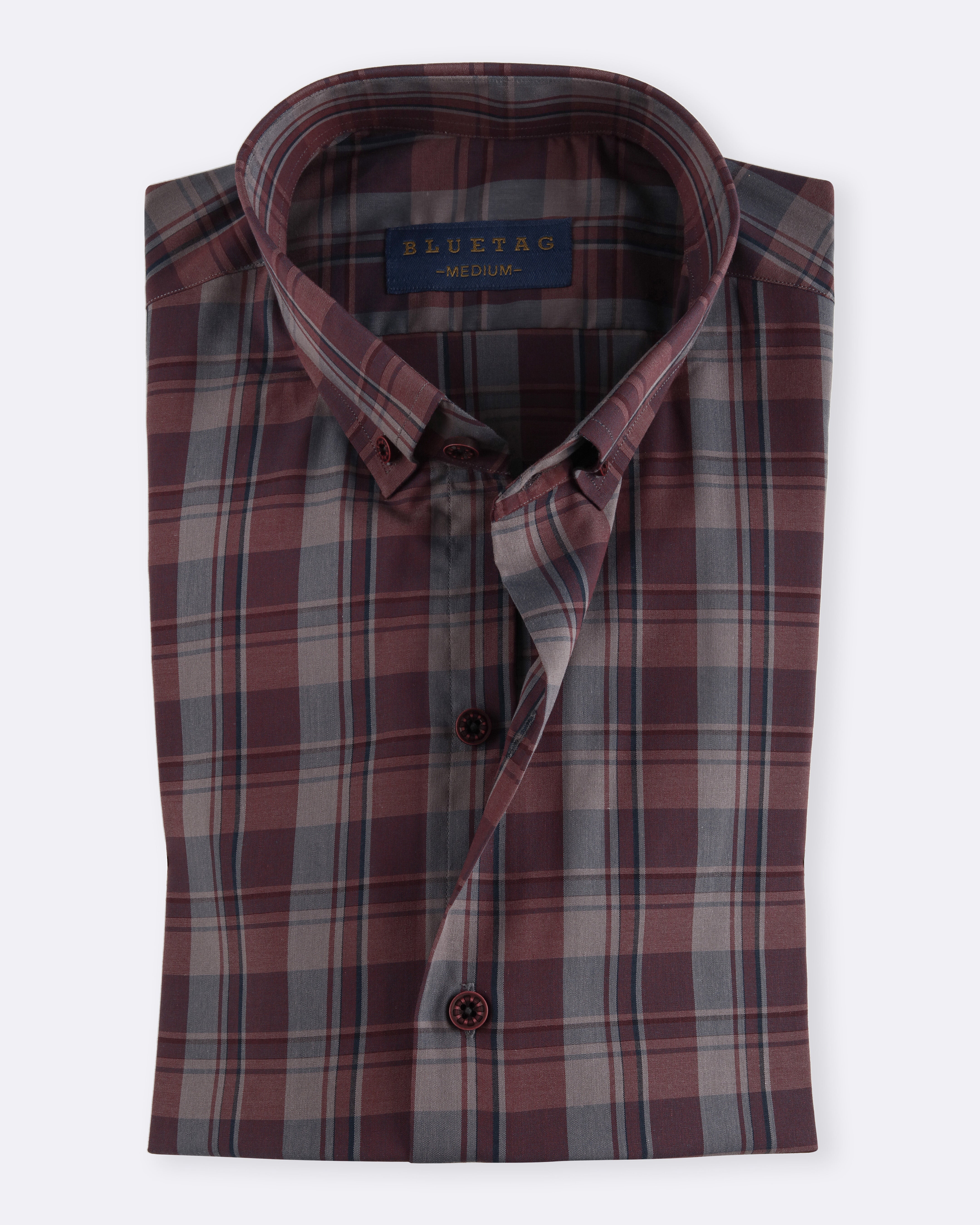 Charcoal Burgundy Grid Checkered