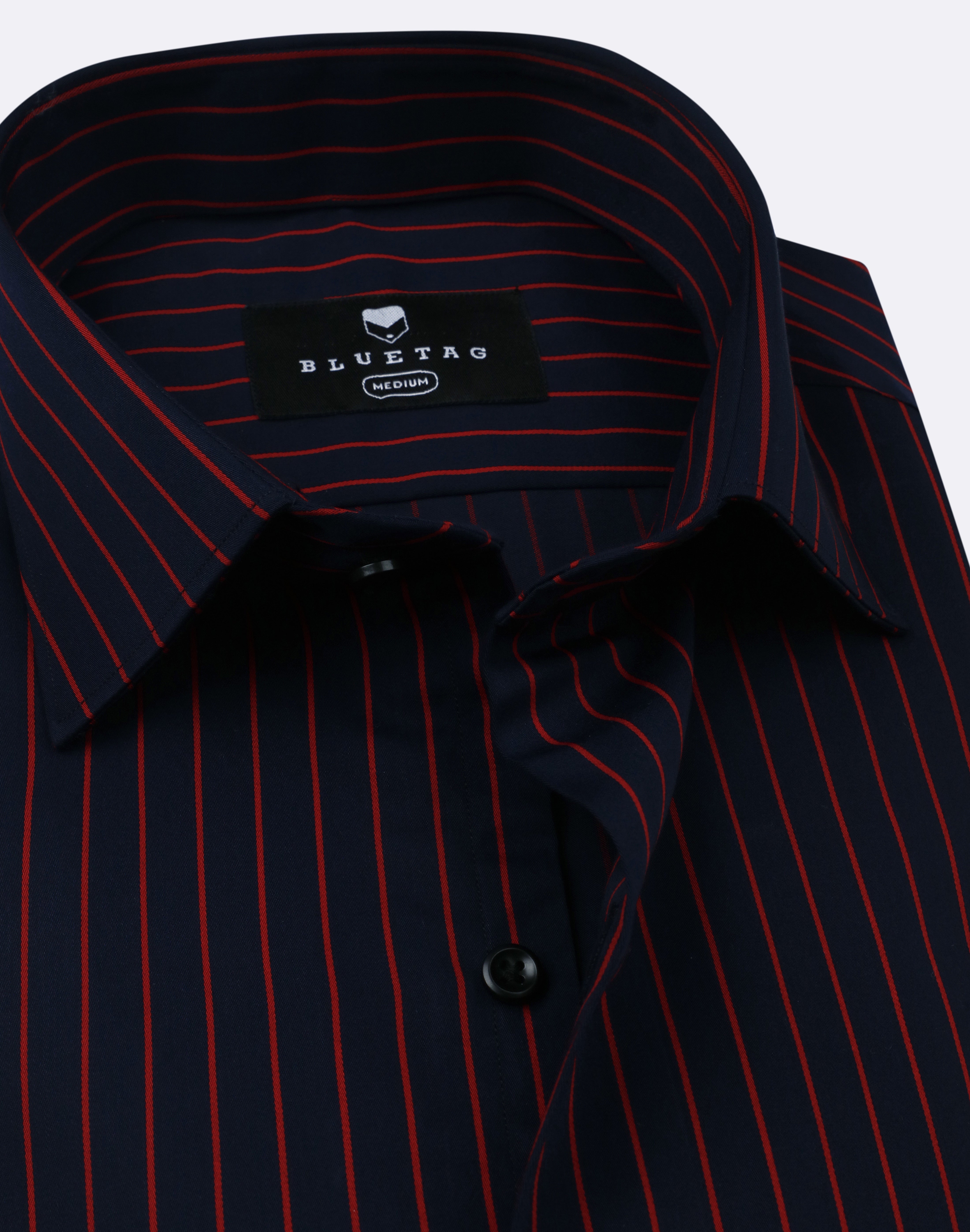 Classic Navy & Red Striped Shirt