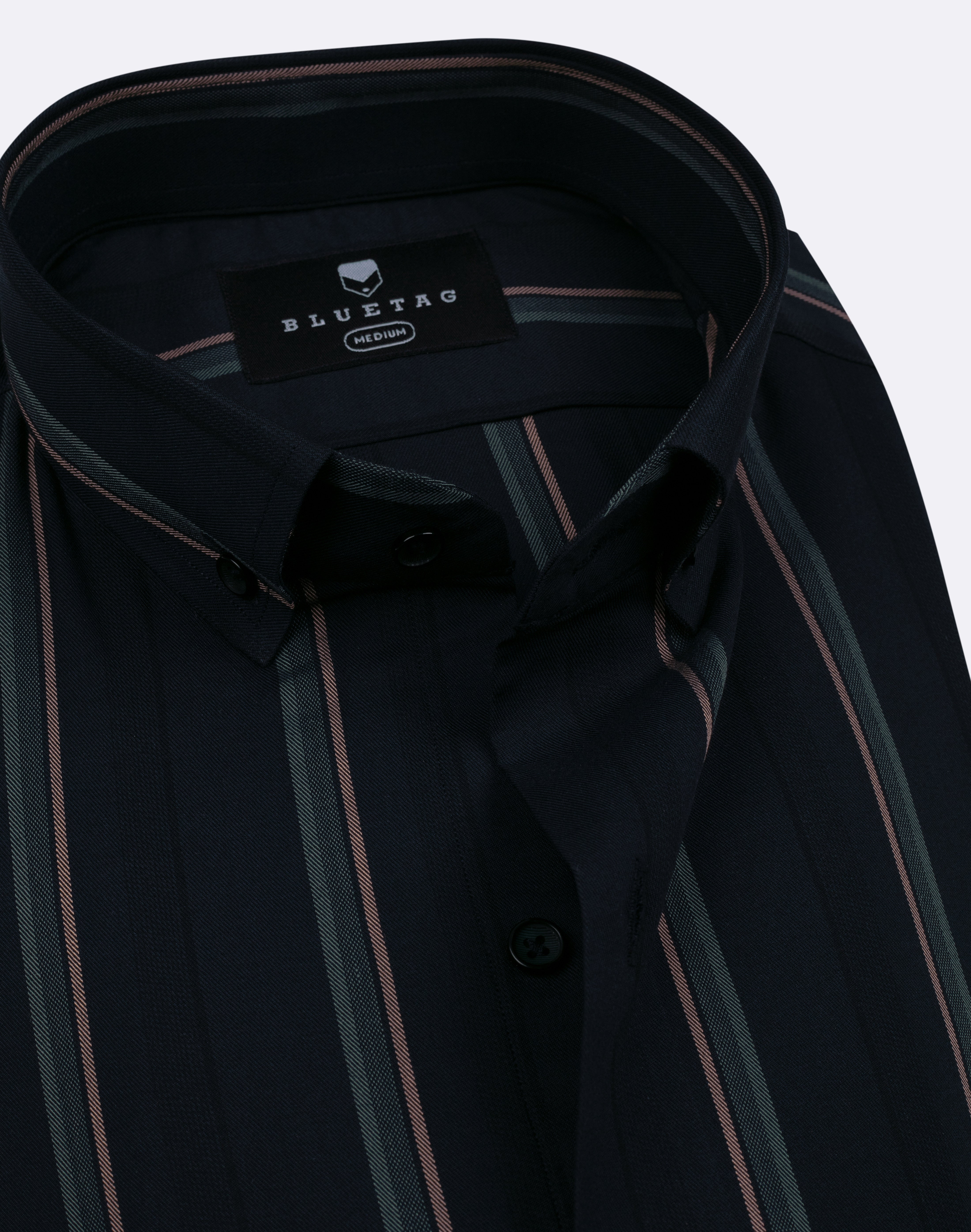 Navy & Green Broad Striped Shirt