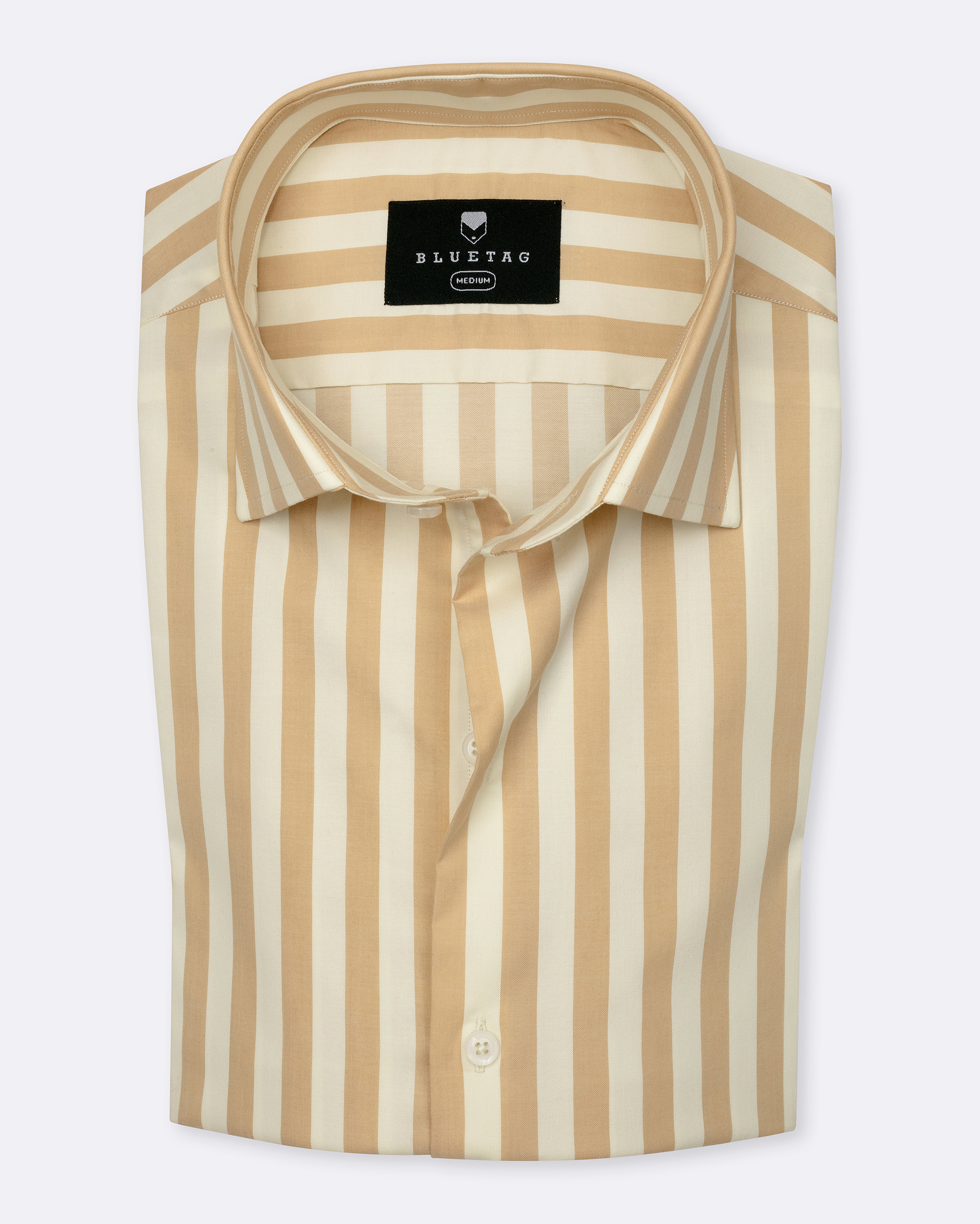 Premium Beige & Cream Striped Shirt