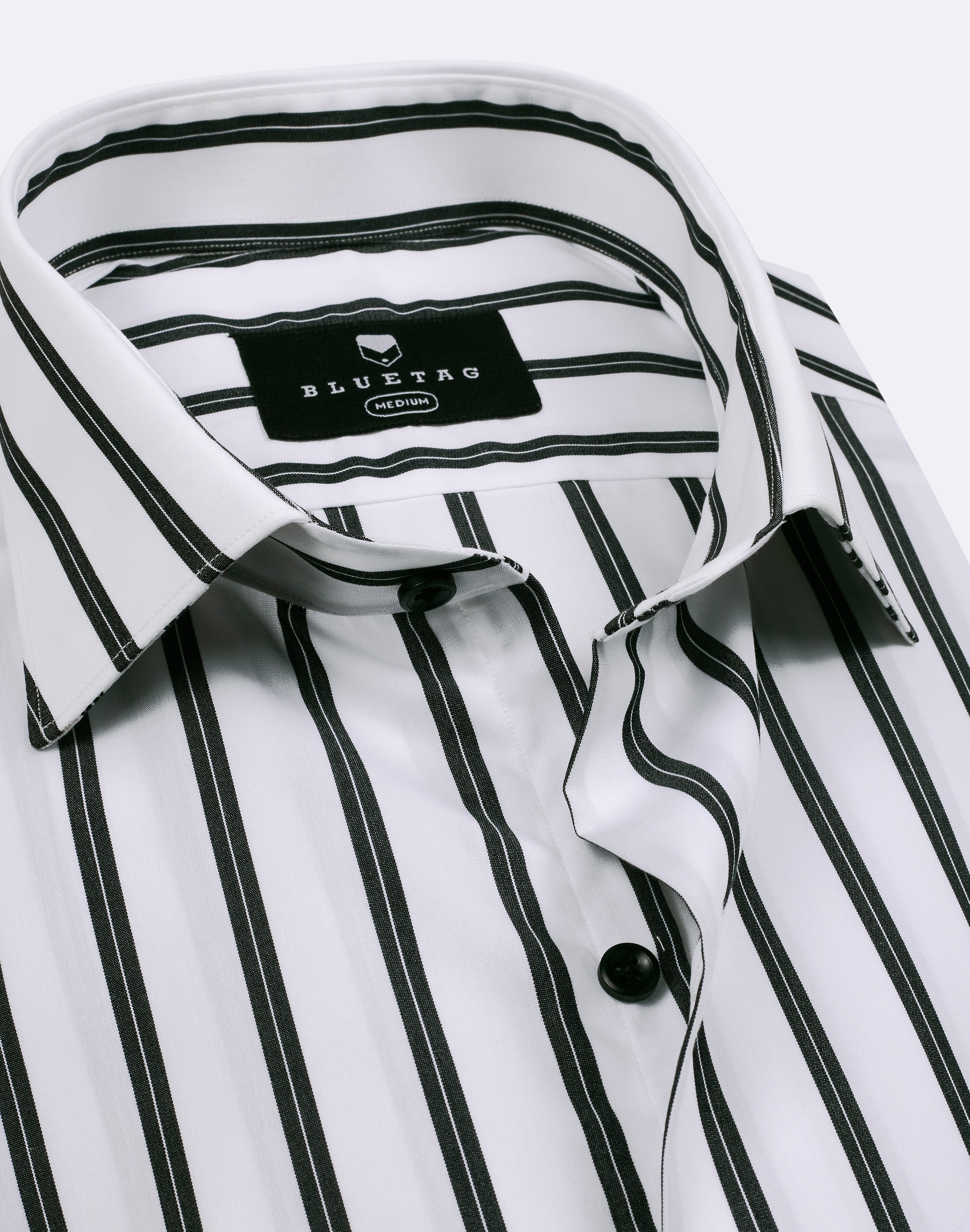 Premium White & Black Bold Striped Shirt