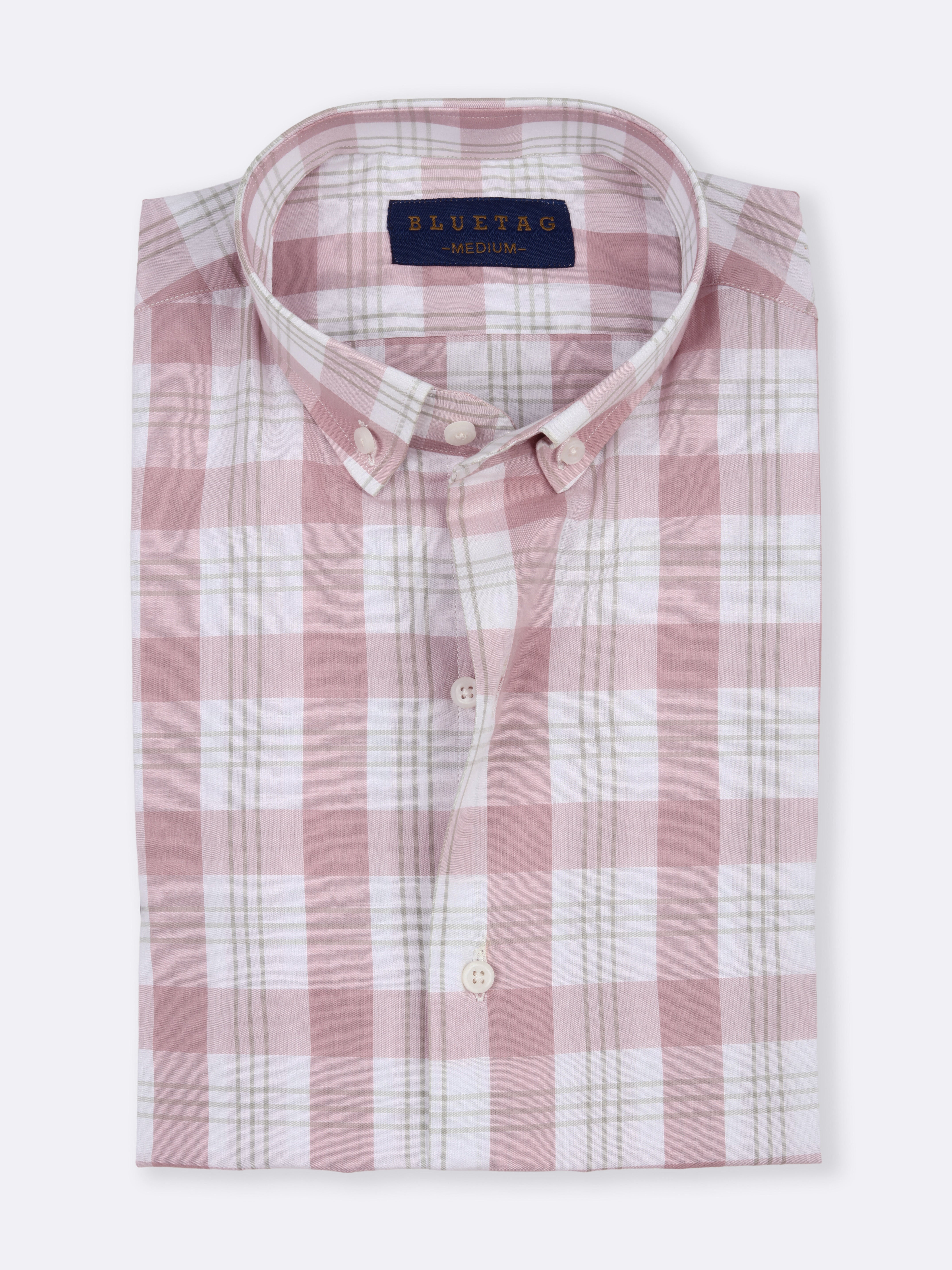 Elegant Pink & White Grid Checkered