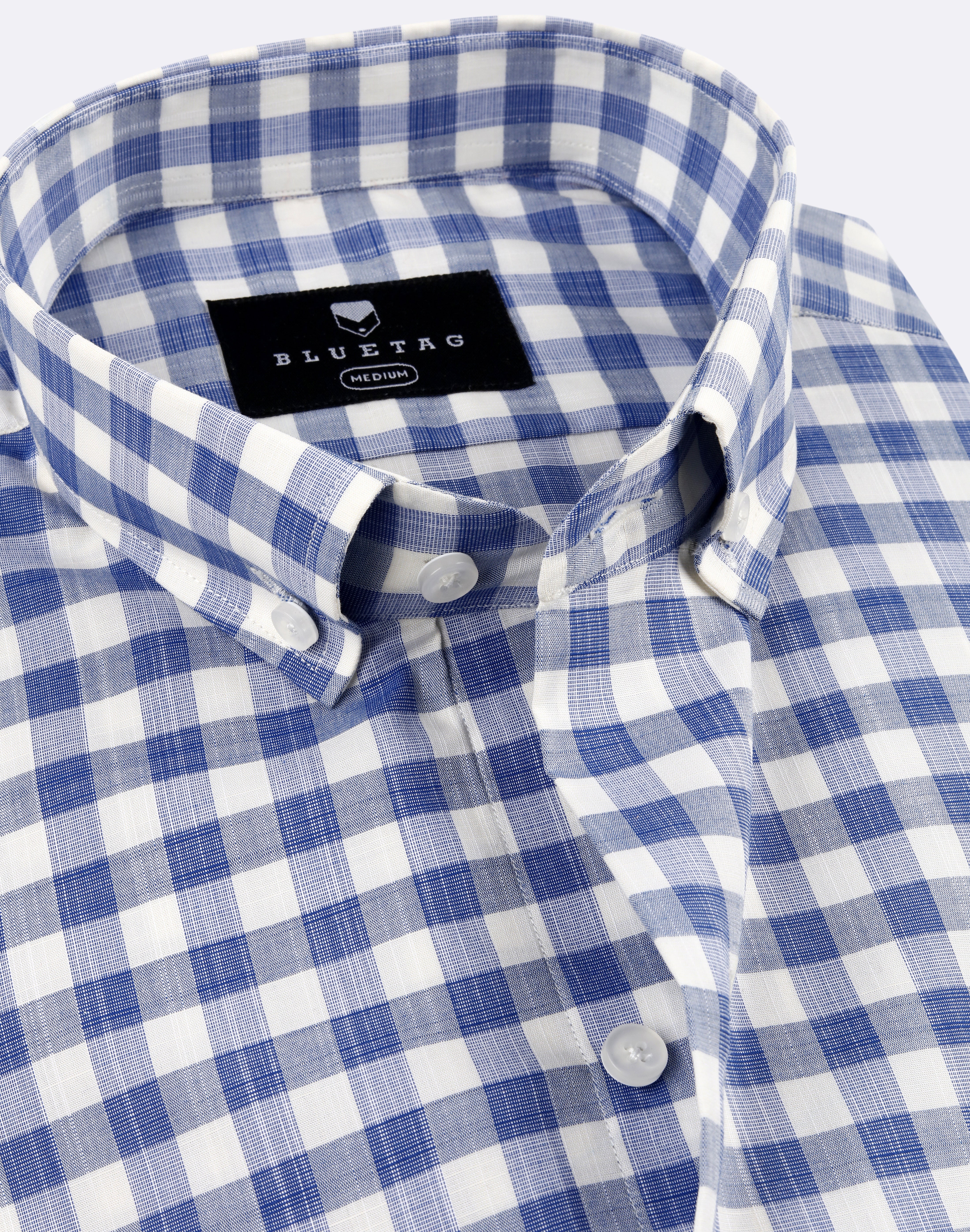 Textured Blue & White Gingham Checkered