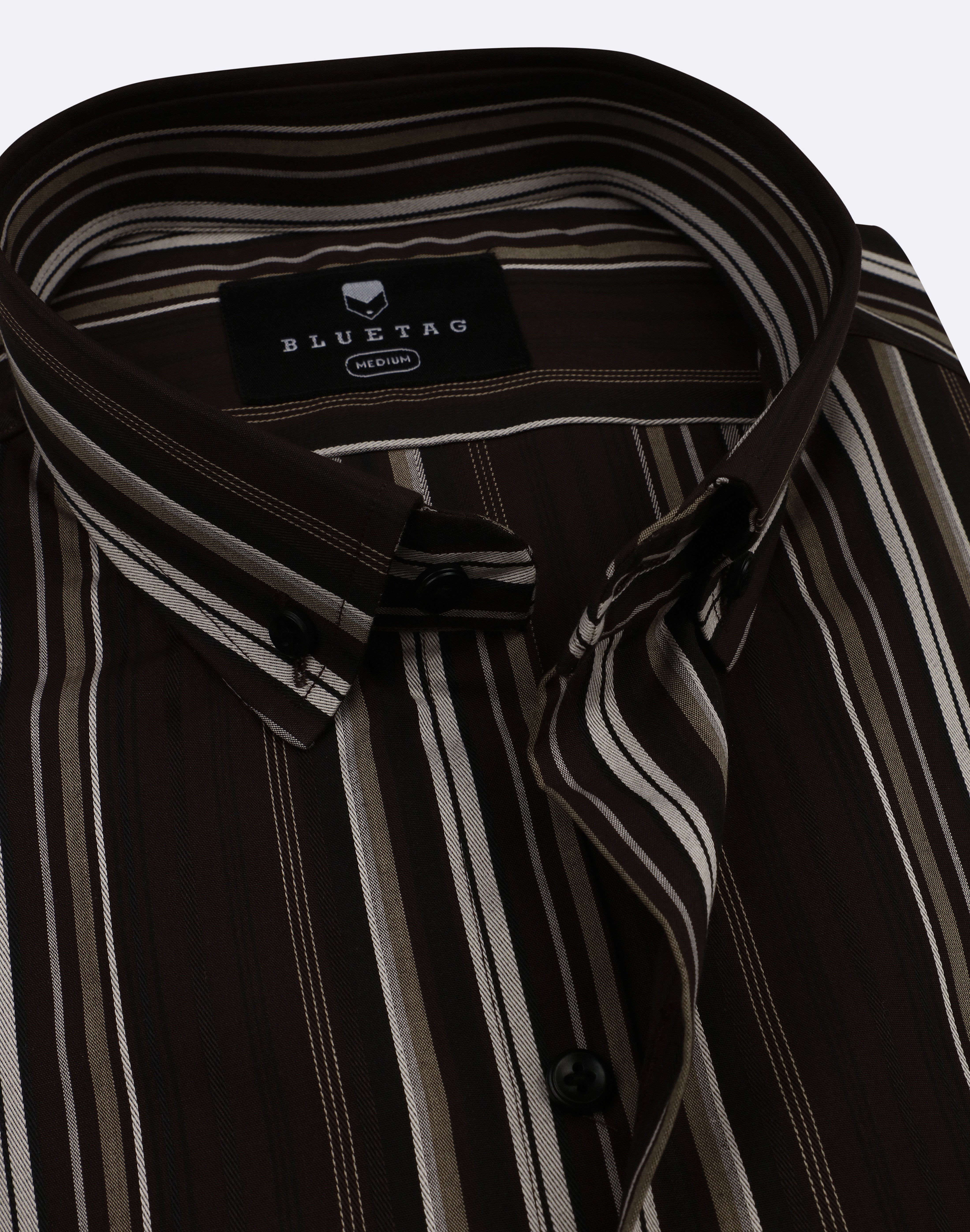Brown Multi Broad Striped Shirt