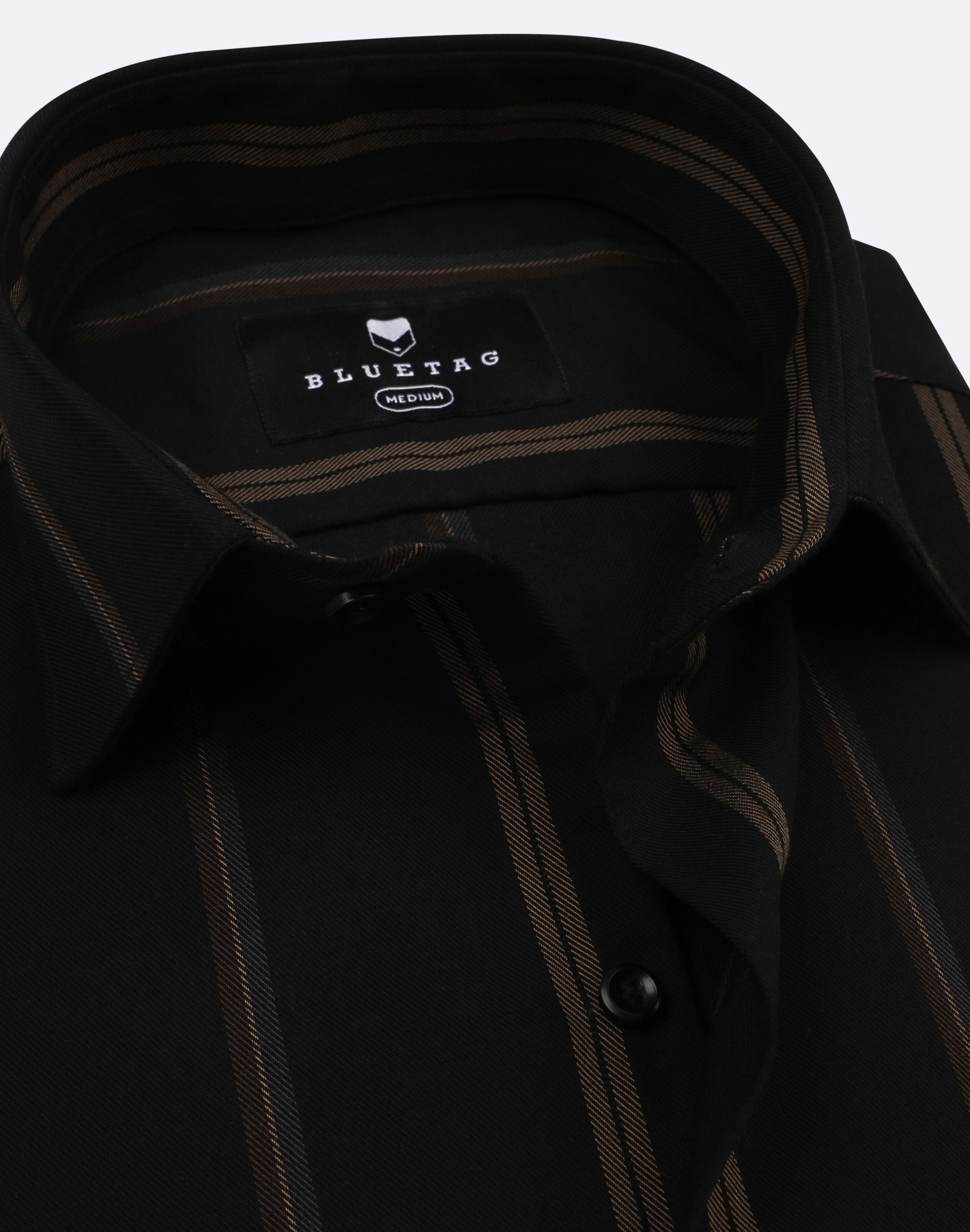 Classic Black & Golden Broad Striped Shirt