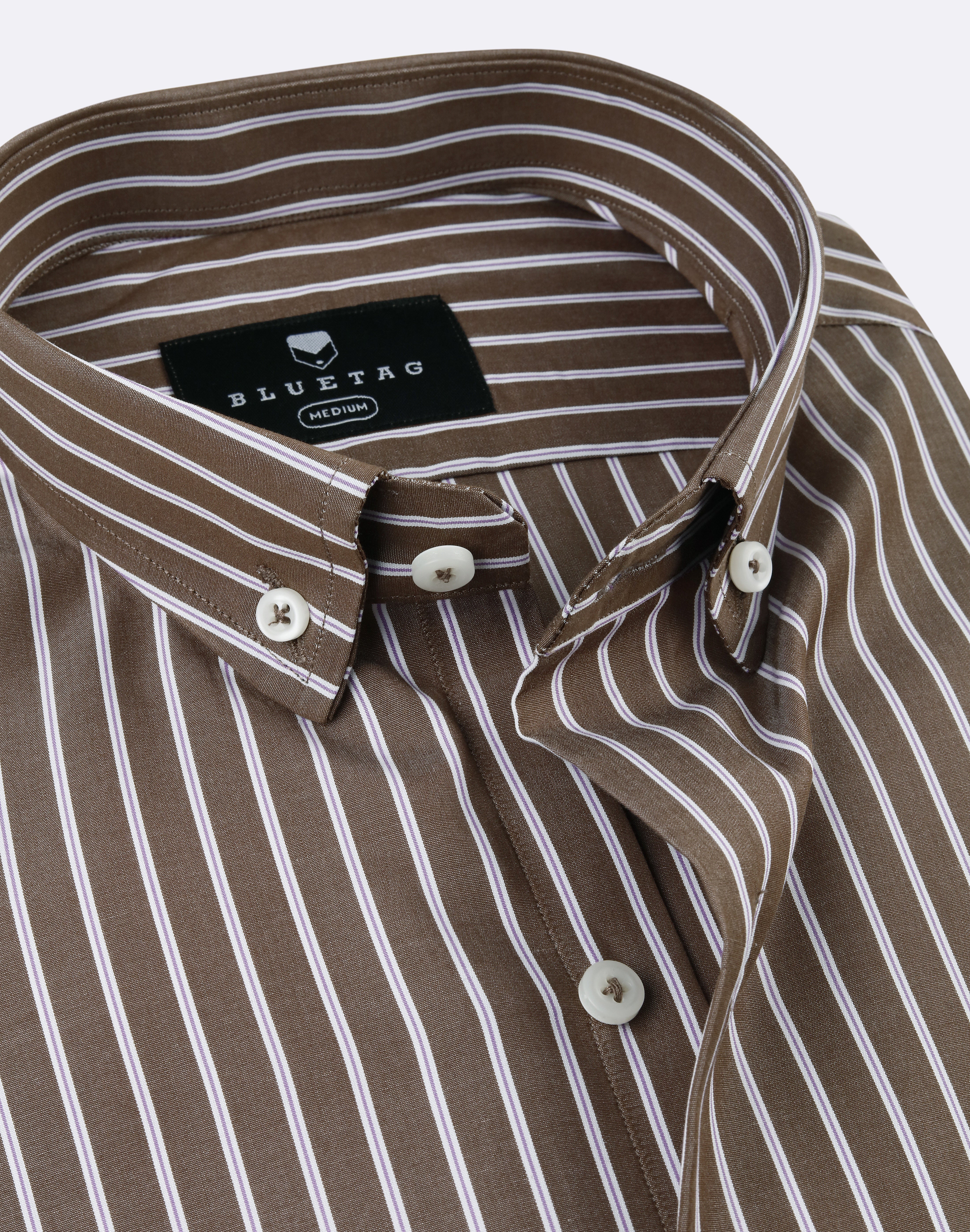 Coffee Brown Striped Shirt