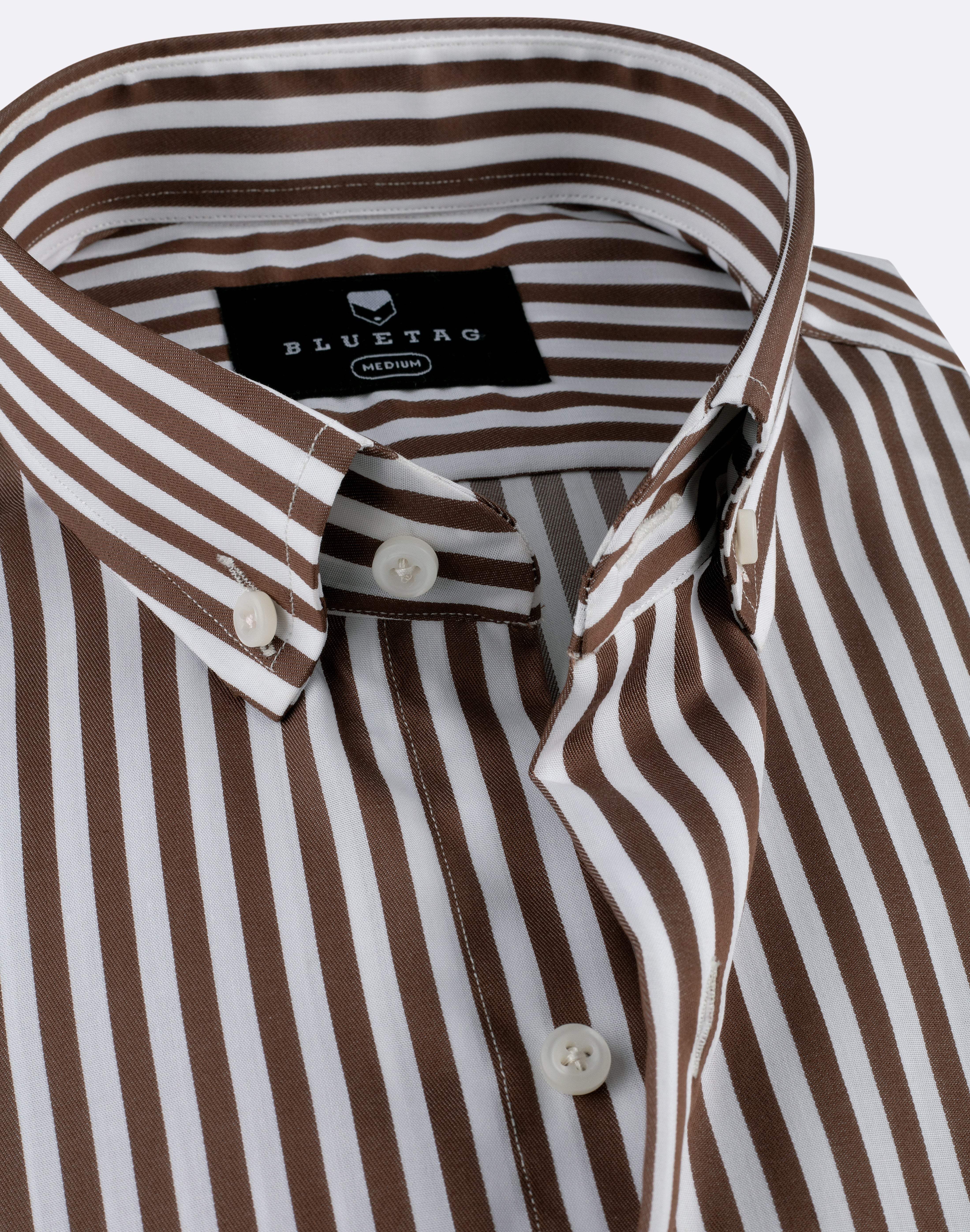 Classic White & Brown Striped Shirt