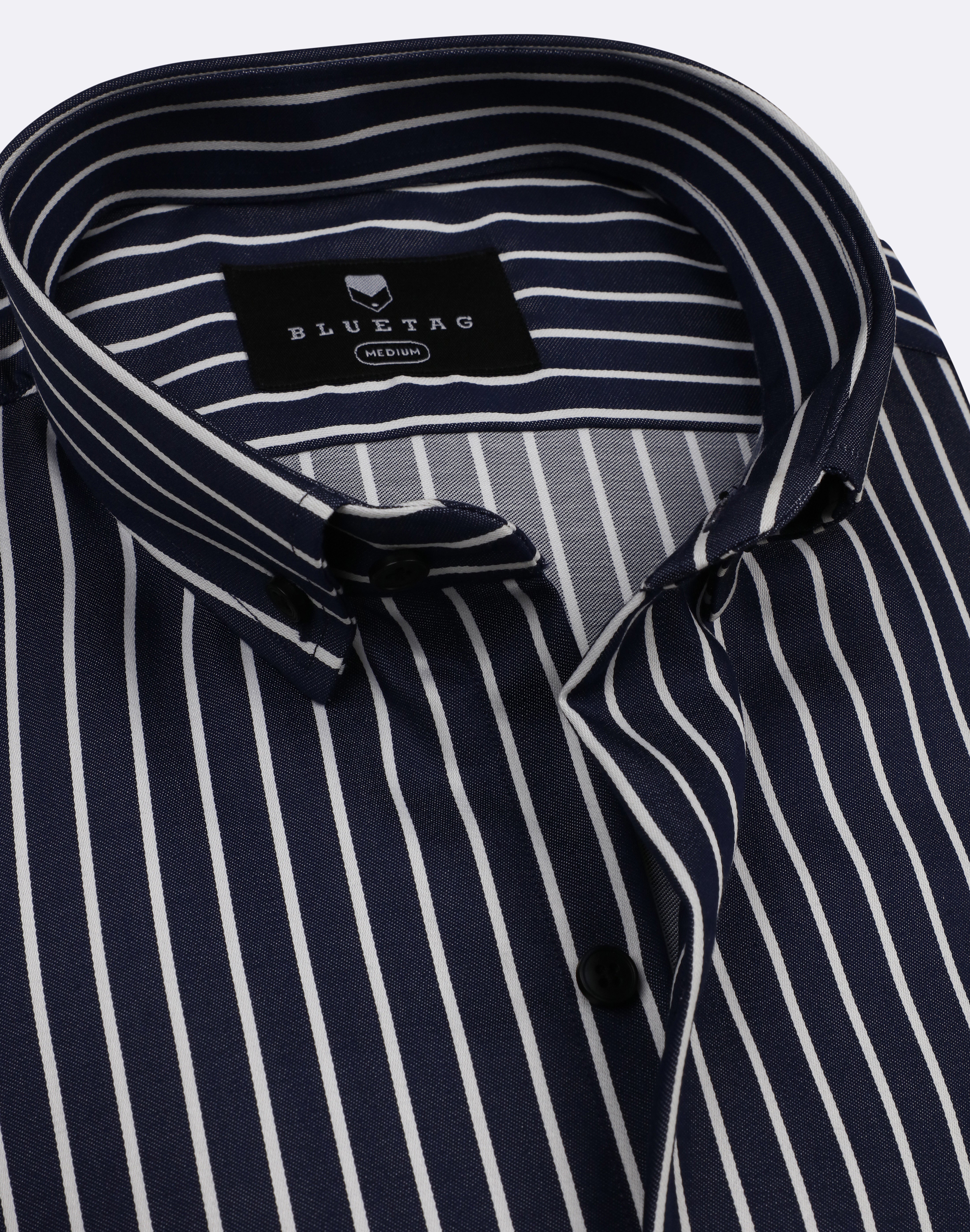 Denim Blue & White Striped Shirt