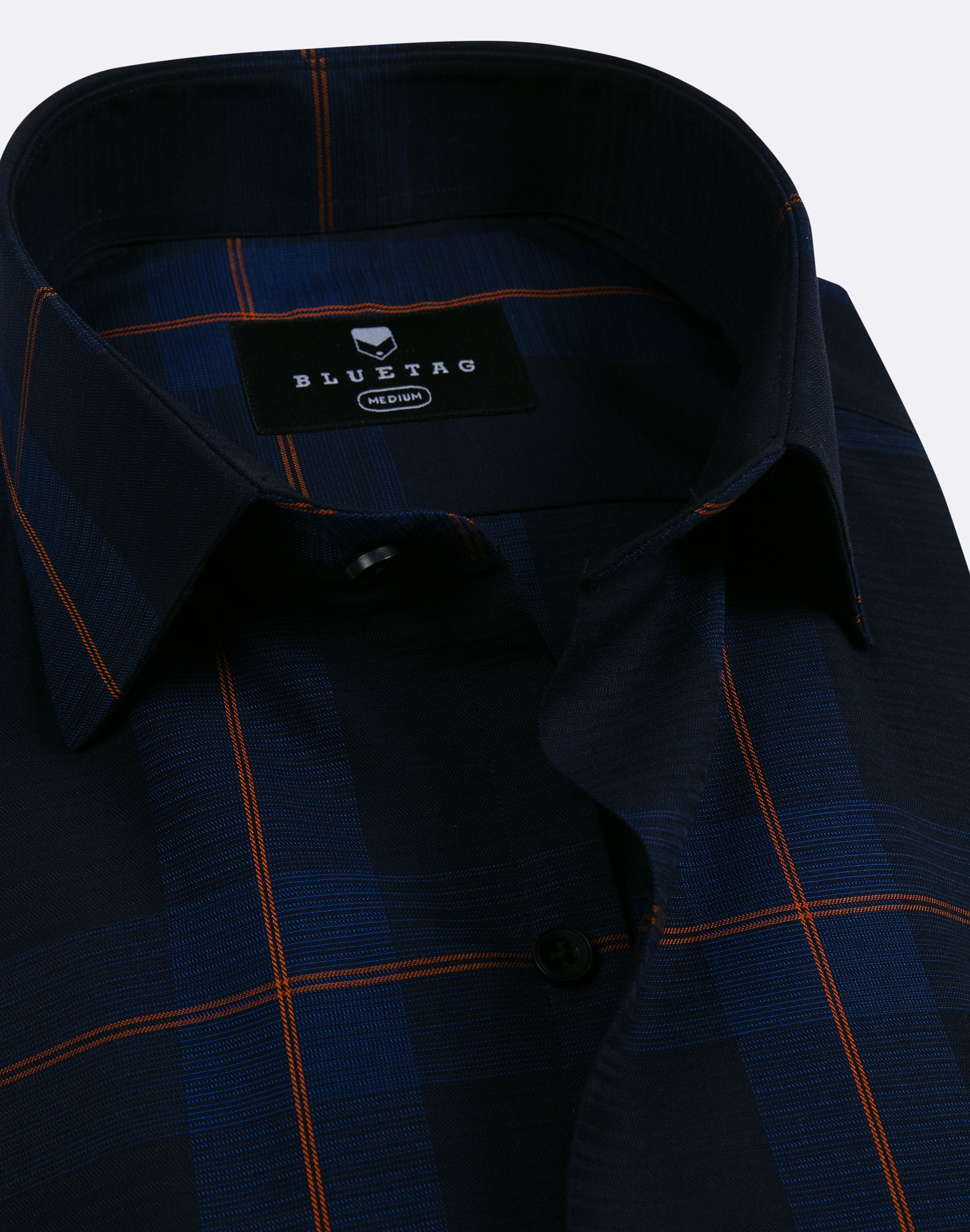 Midnight Navy Copper Classic Grid Checkered