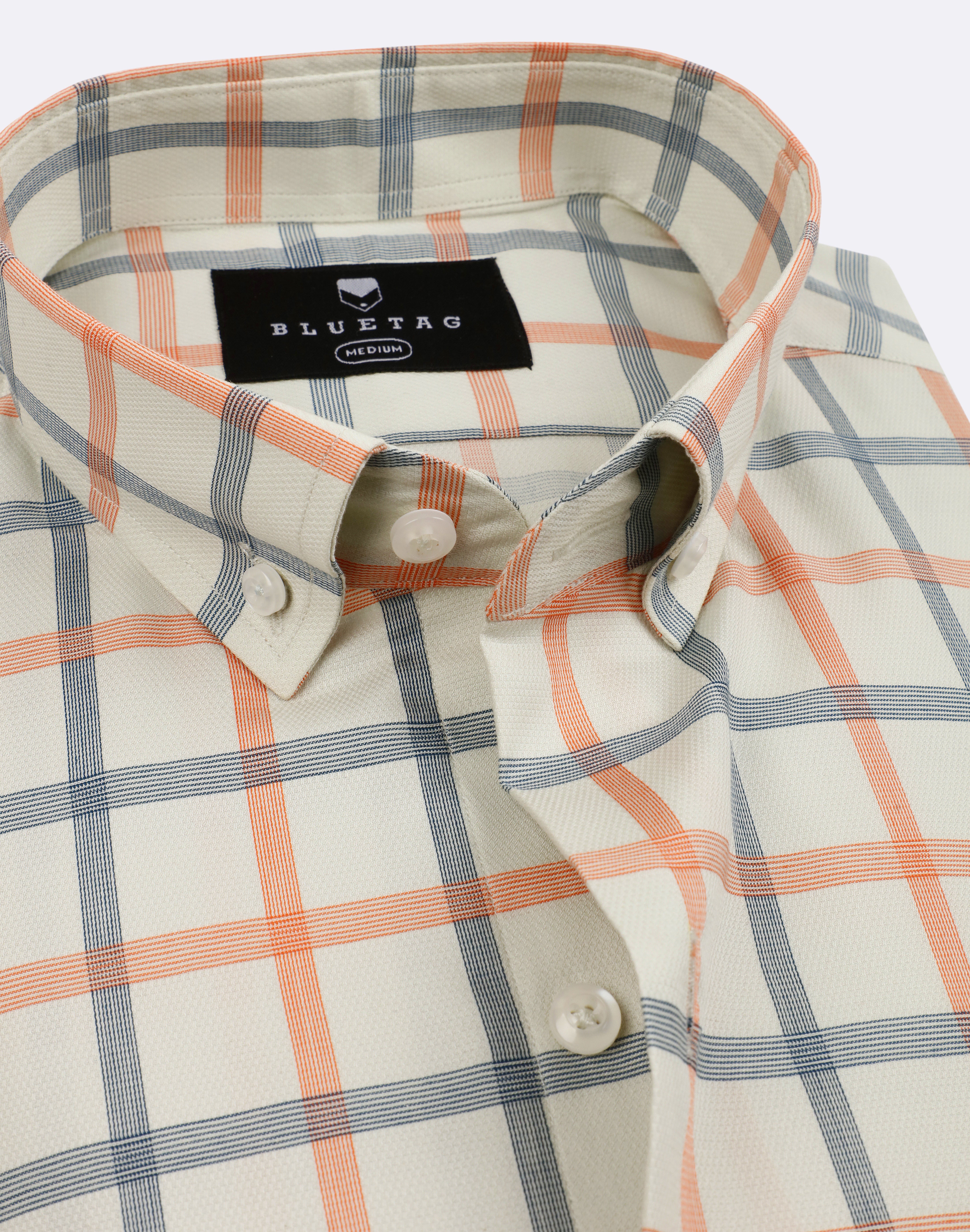 Classic Ivory Coral Plaid Checkered