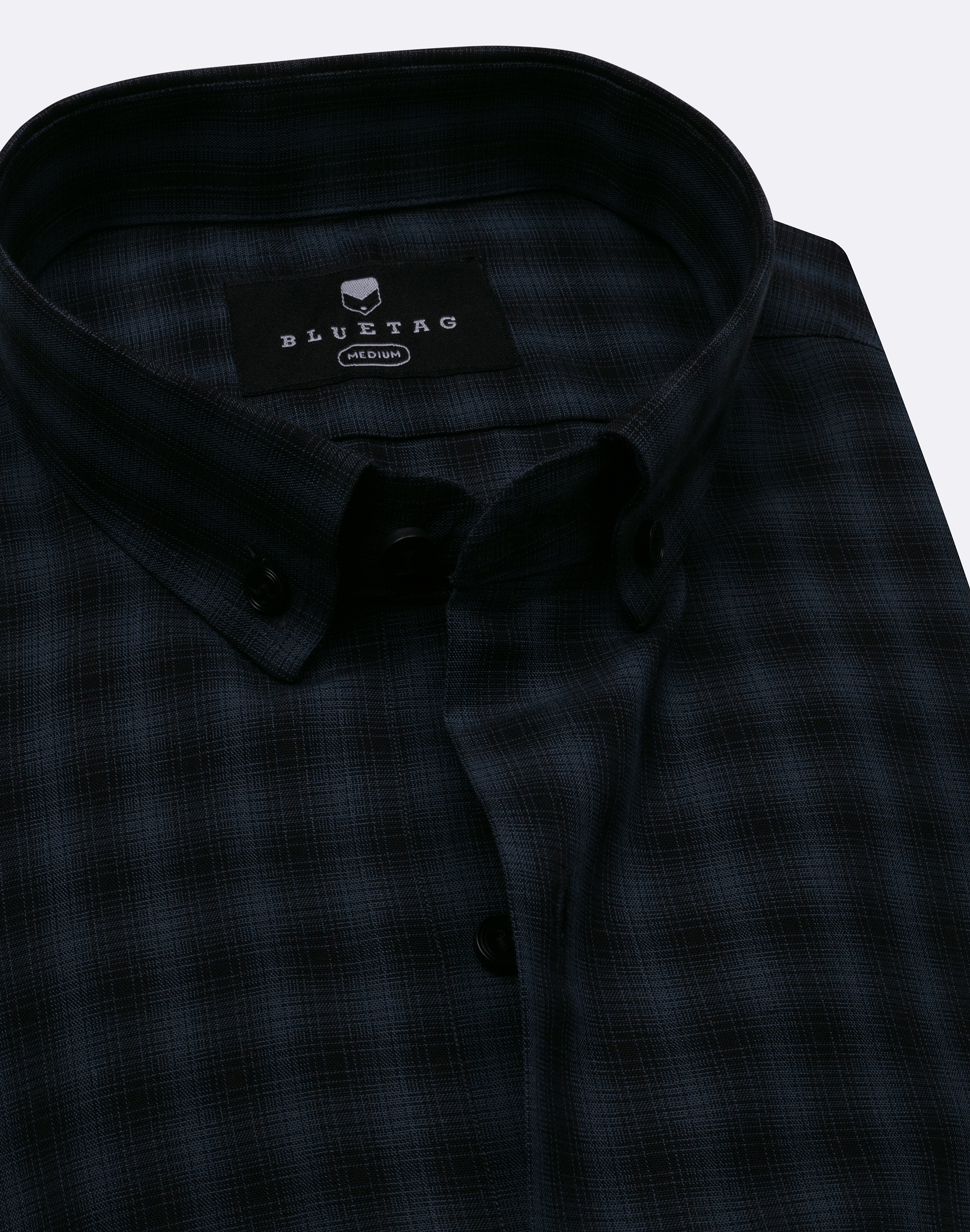 Grey & Black Self Textured Gingham Checkered