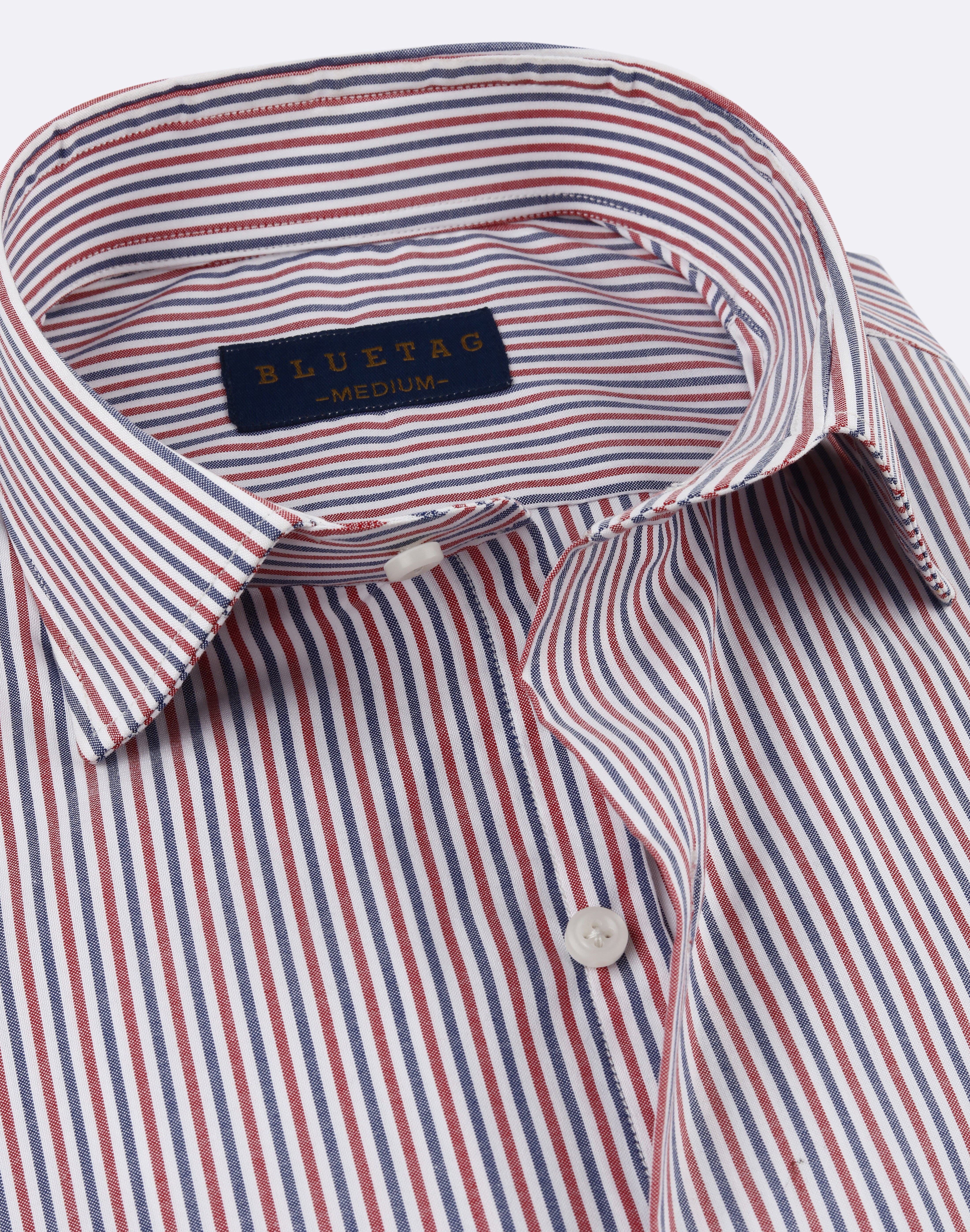 Classic Red & Navy Pinstriped Shirt