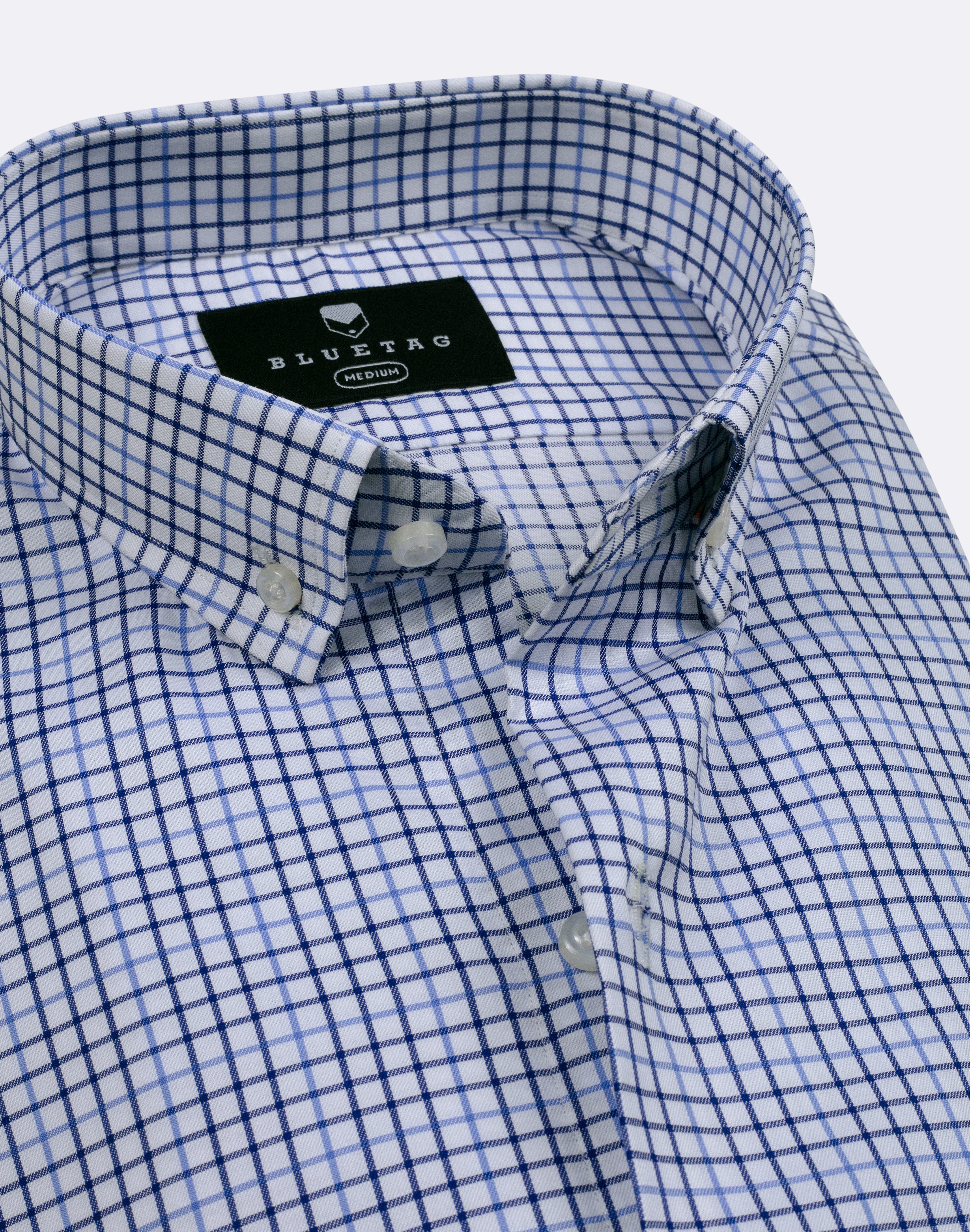 Classic White & Blue Micro Grid Checkered