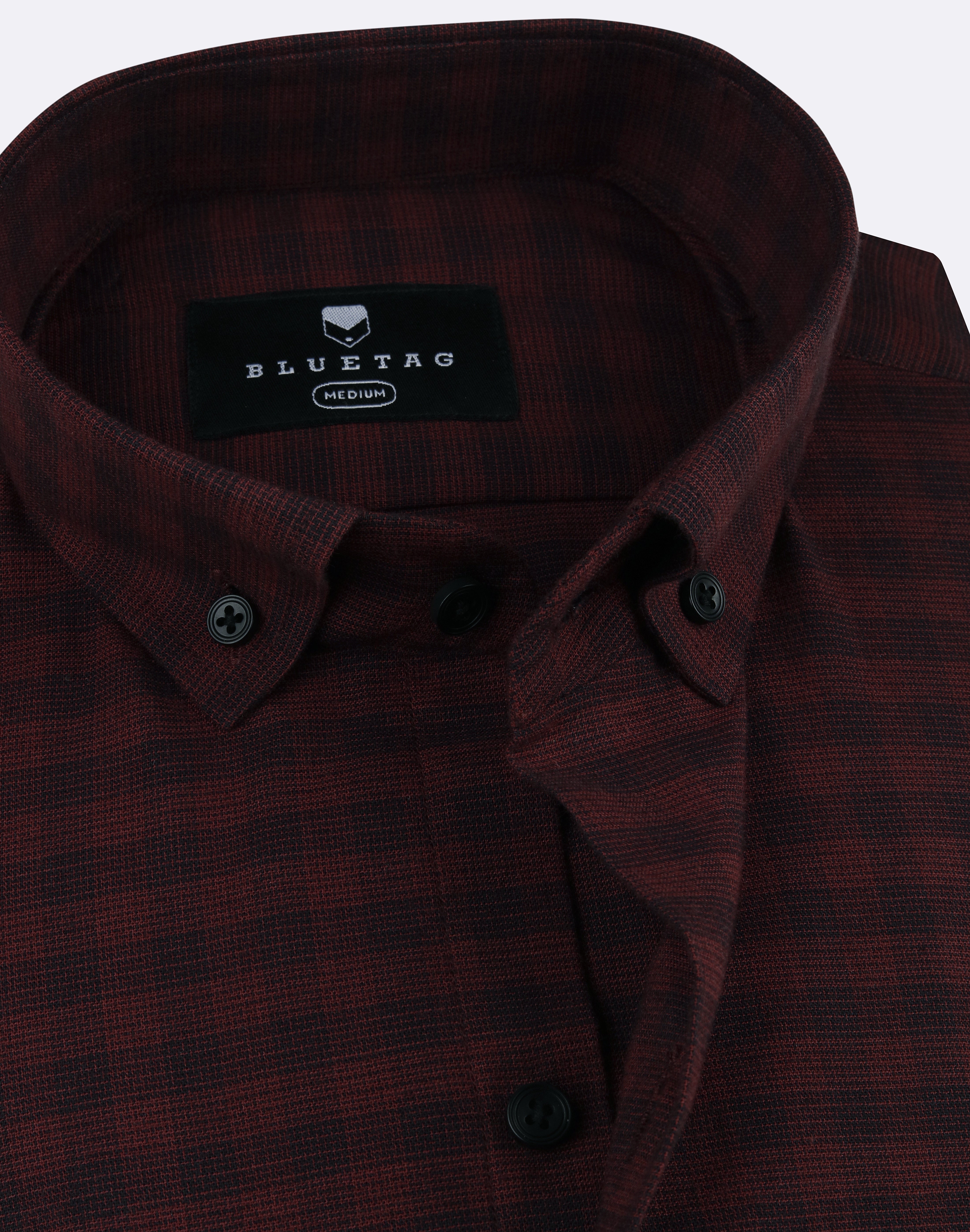 Maroon & Black Textured Gingham Checkered