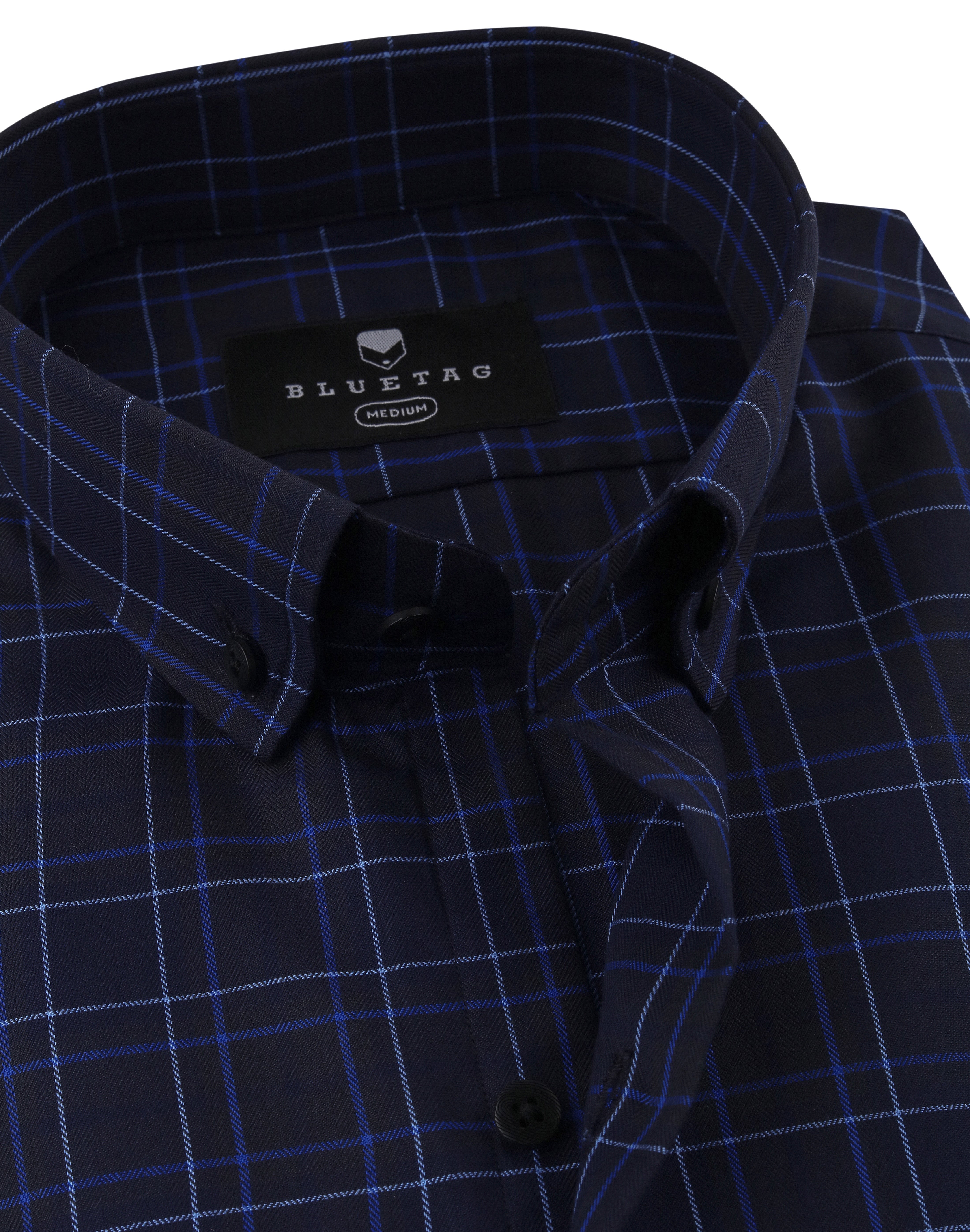 Midnight Blue & Black Grid Checkered