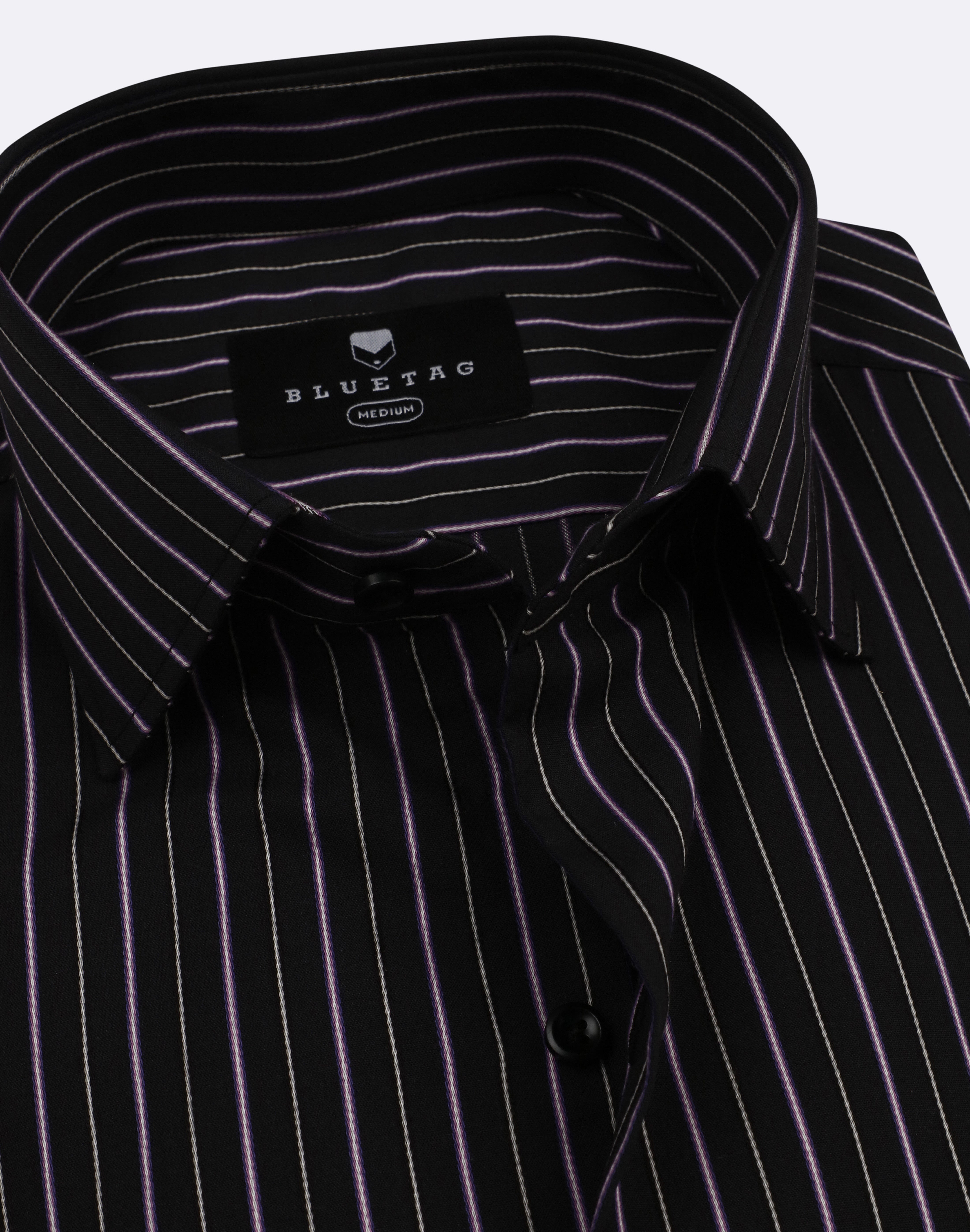Classic Black & Purple Striped Shirt