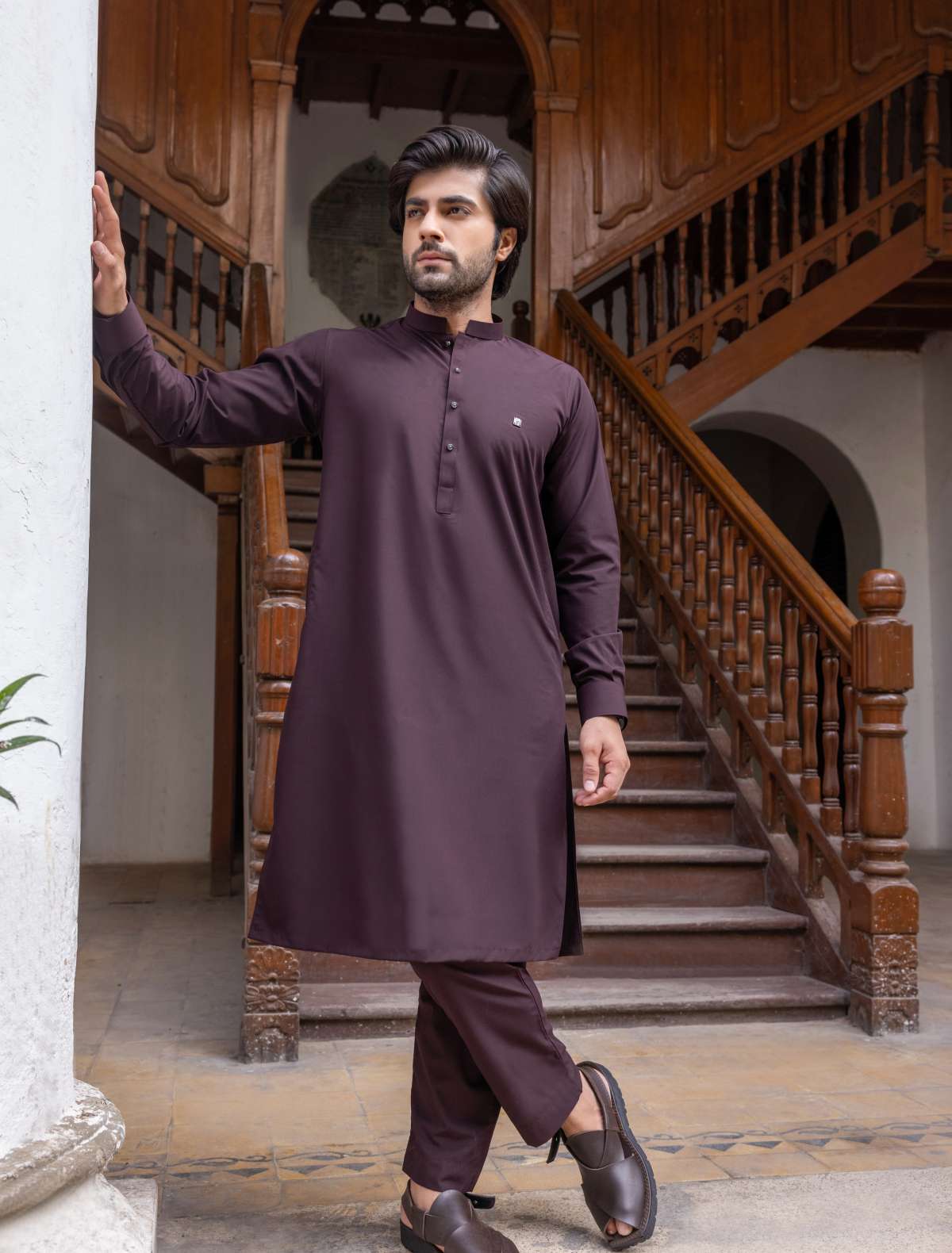 Marron Classic Kurta Pajama