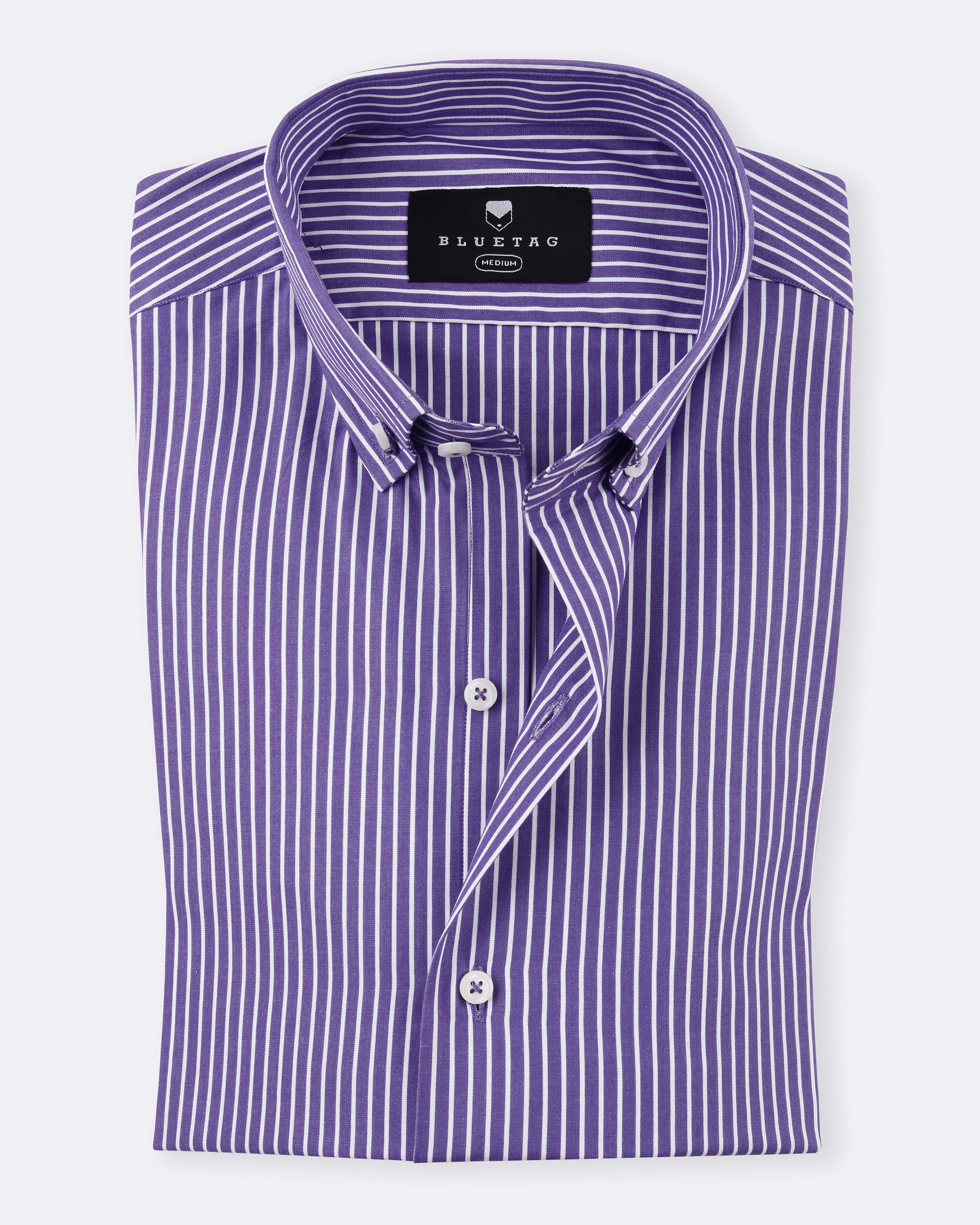 Classic Purple & White Striped Shirt