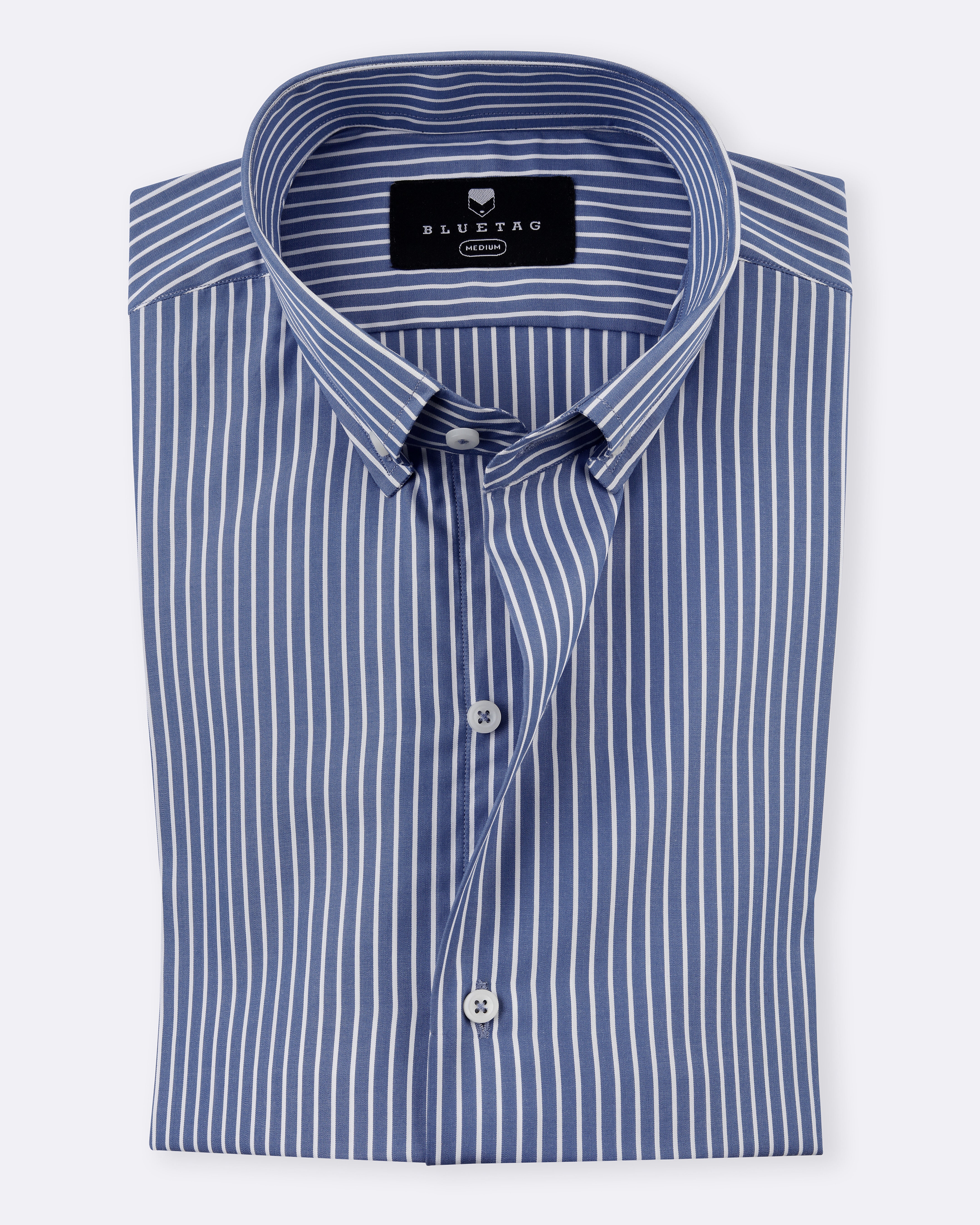 Classic Slate Blue & White Striped Shirt