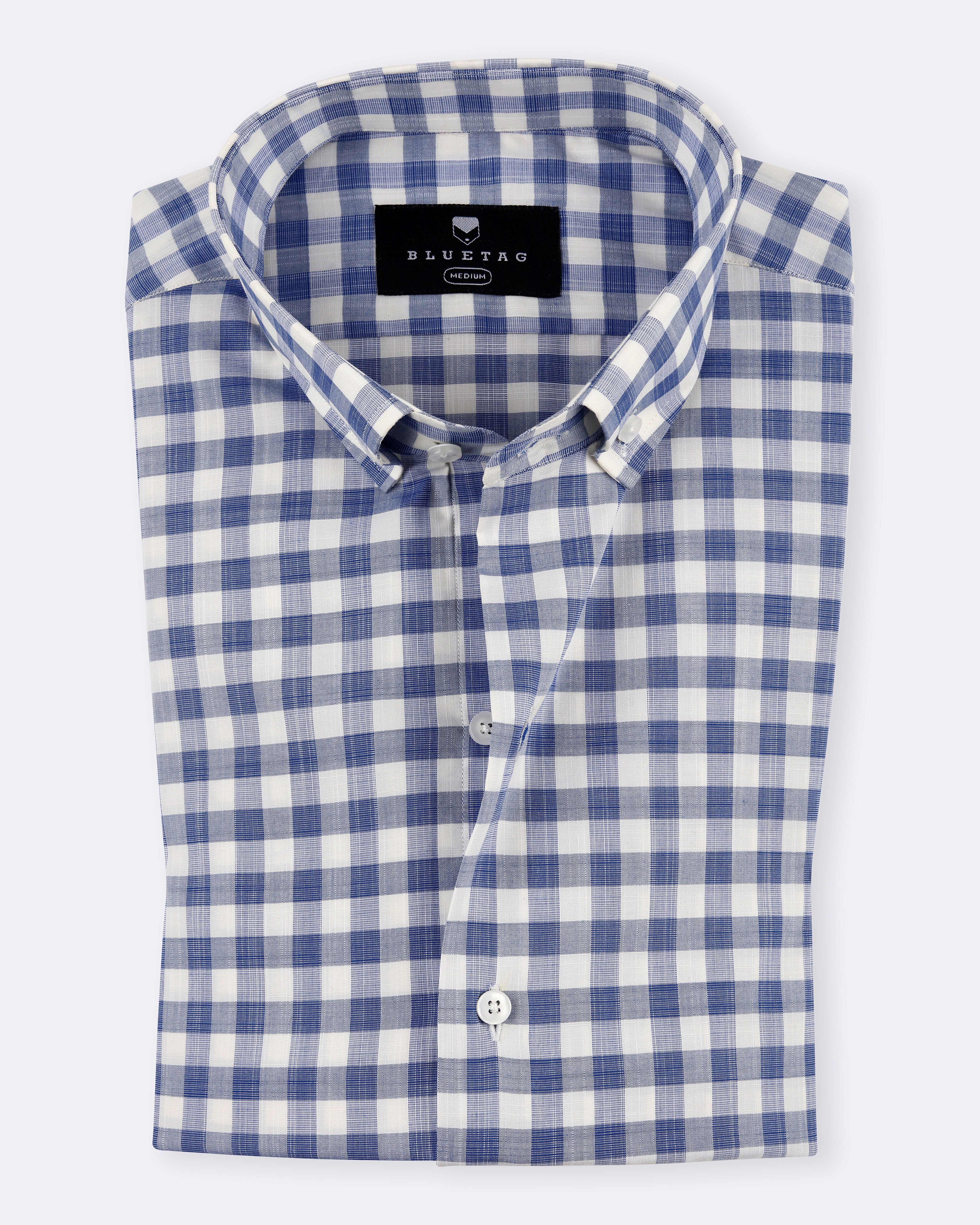 Textured Blue & White Gingham Checkered