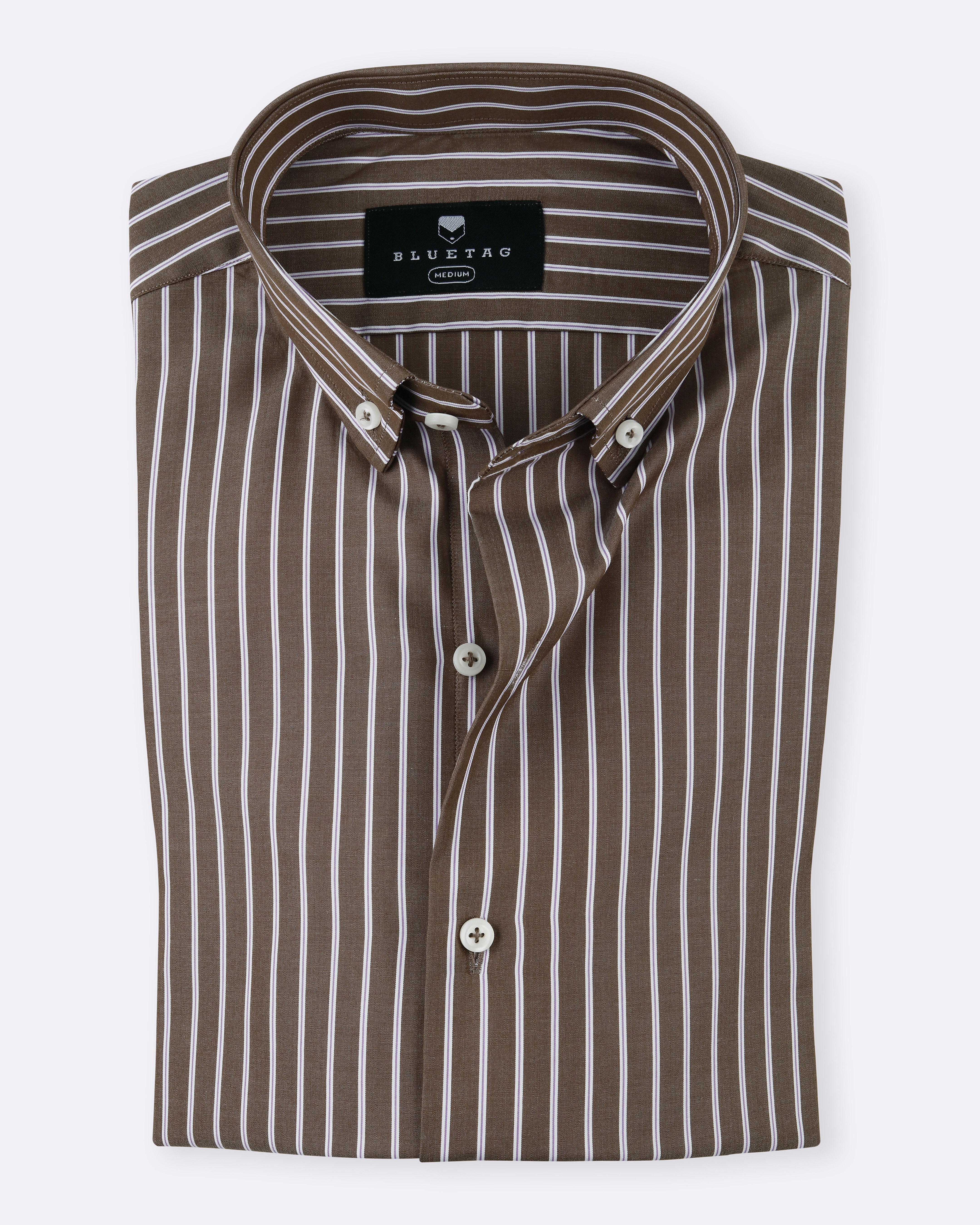 Coffee Brown Striped Shirt