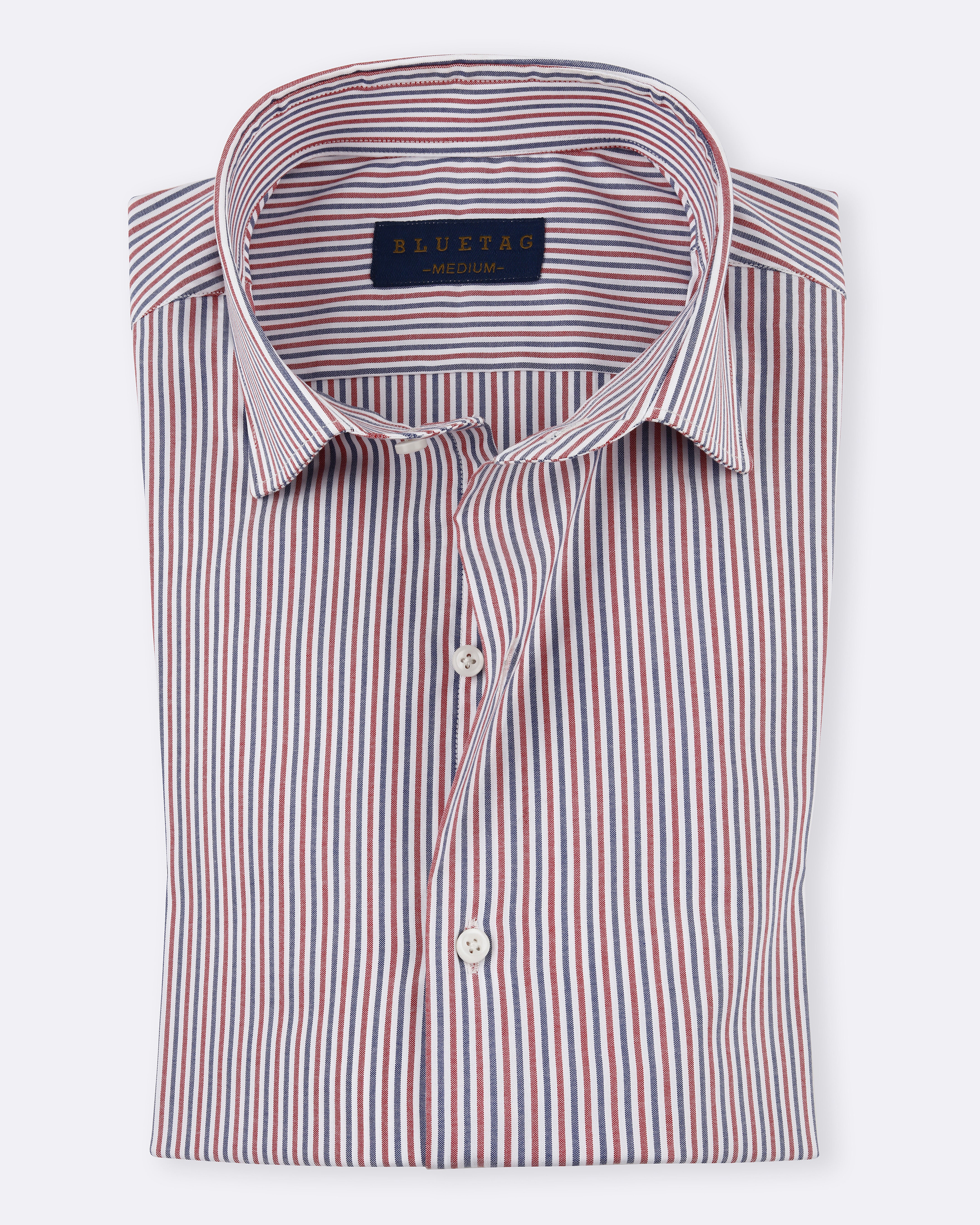Classic Red & Navy Pinstriped Shirt
