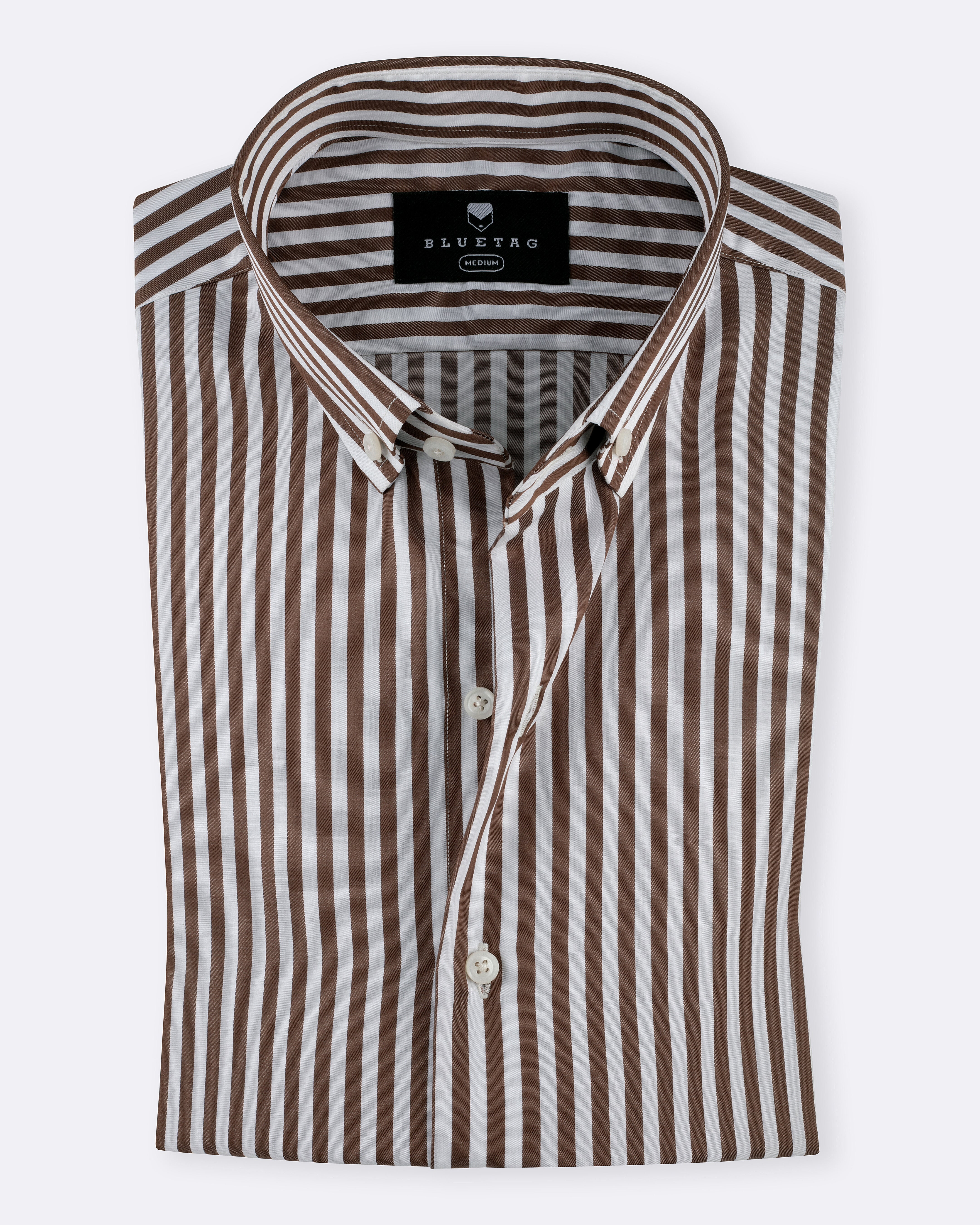 Classic White & Brown Striped Shirt