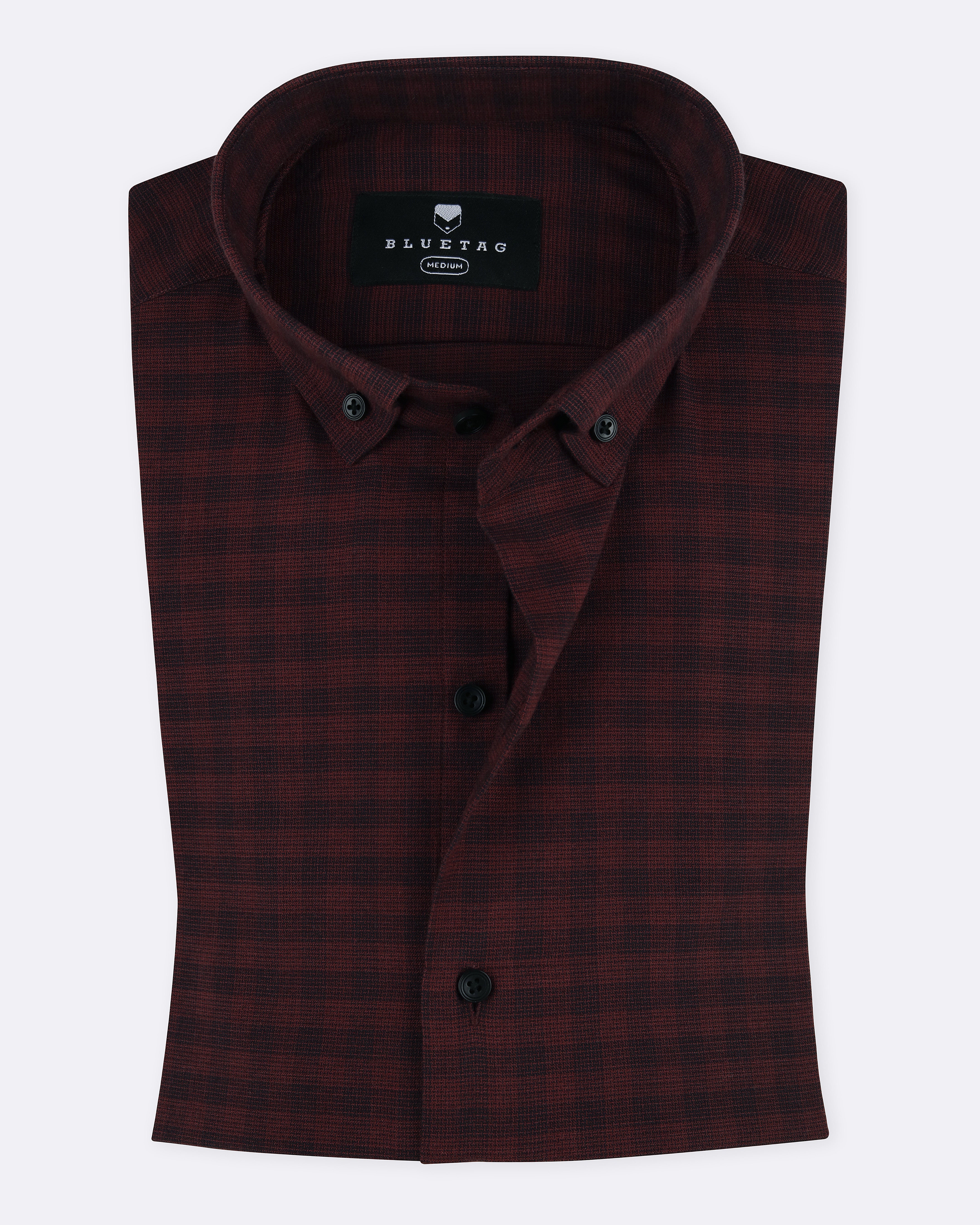 Maroon & Black Textured Gingham Checkered