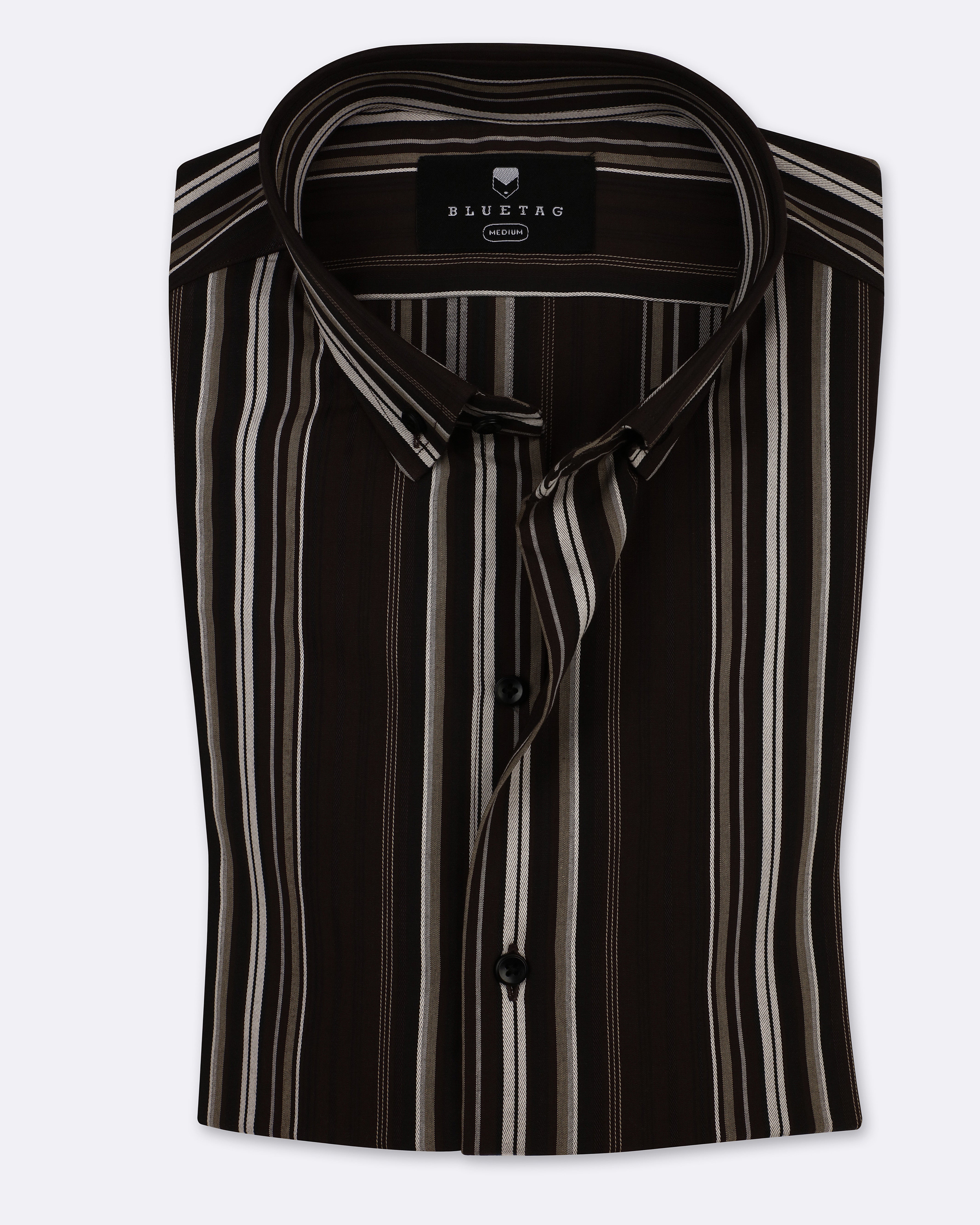 Brown Multi Broad Striped Shirt