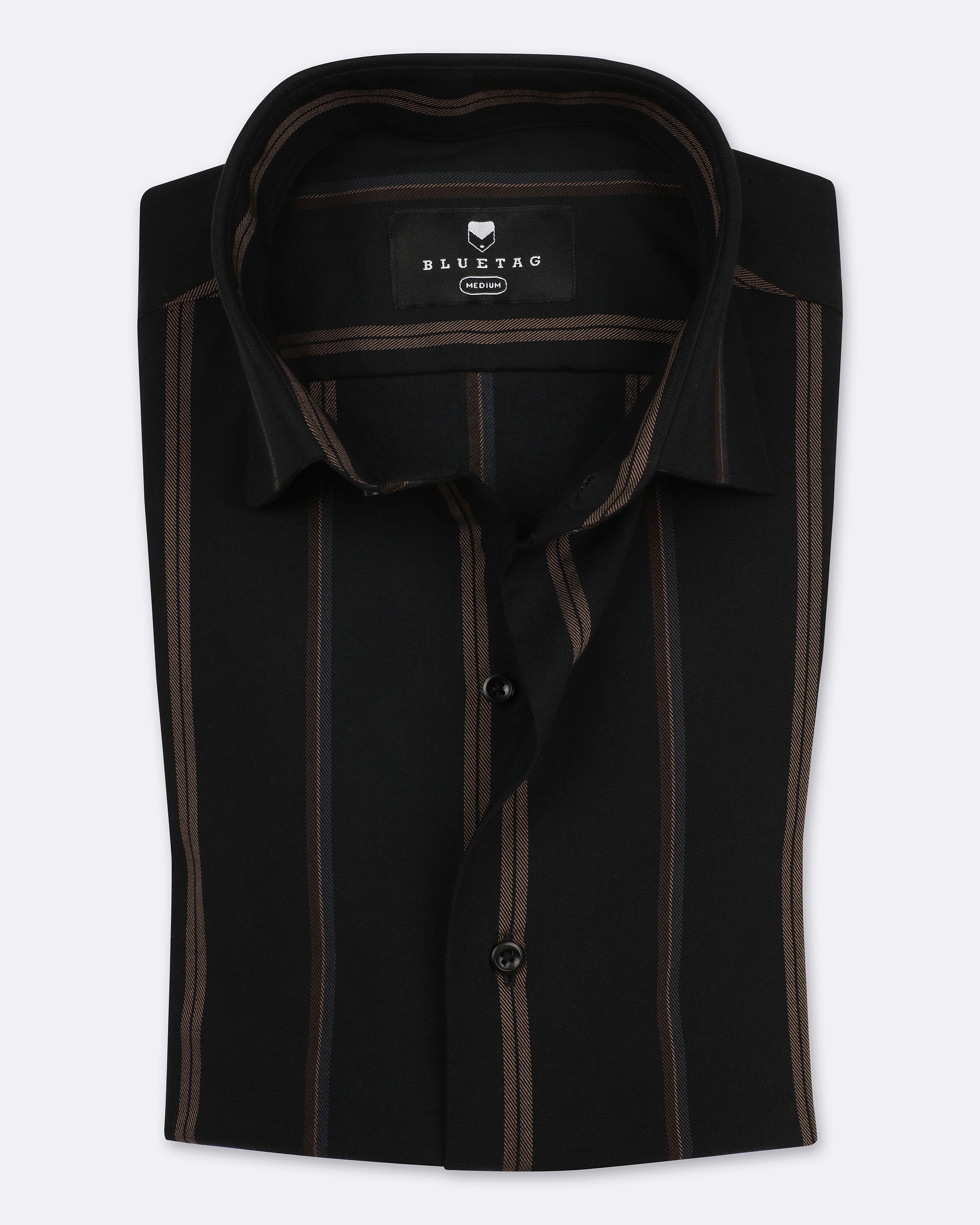 Classic Black & Golden Broad Striped Shirt