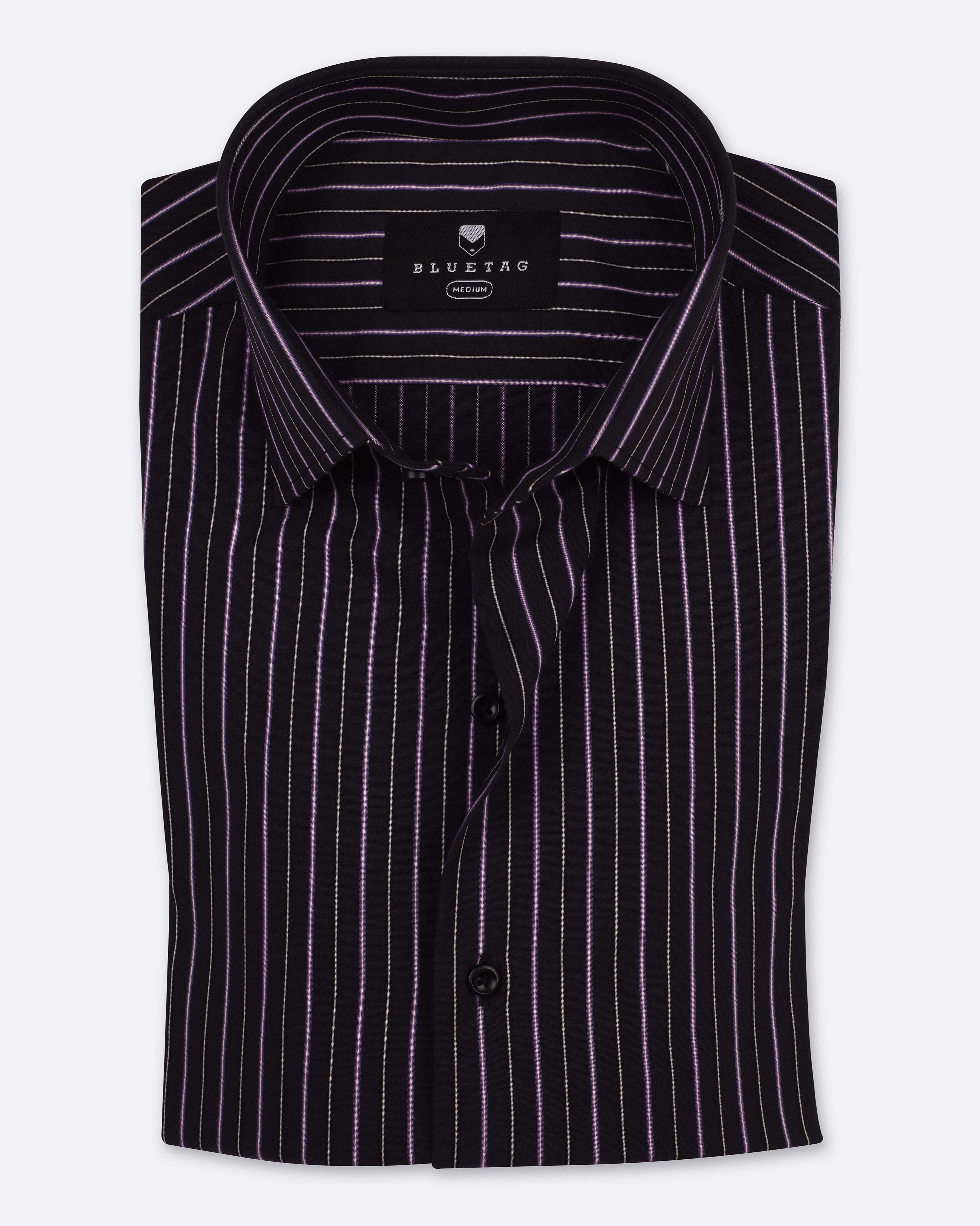 Classic Black & Purple Striped Shirt