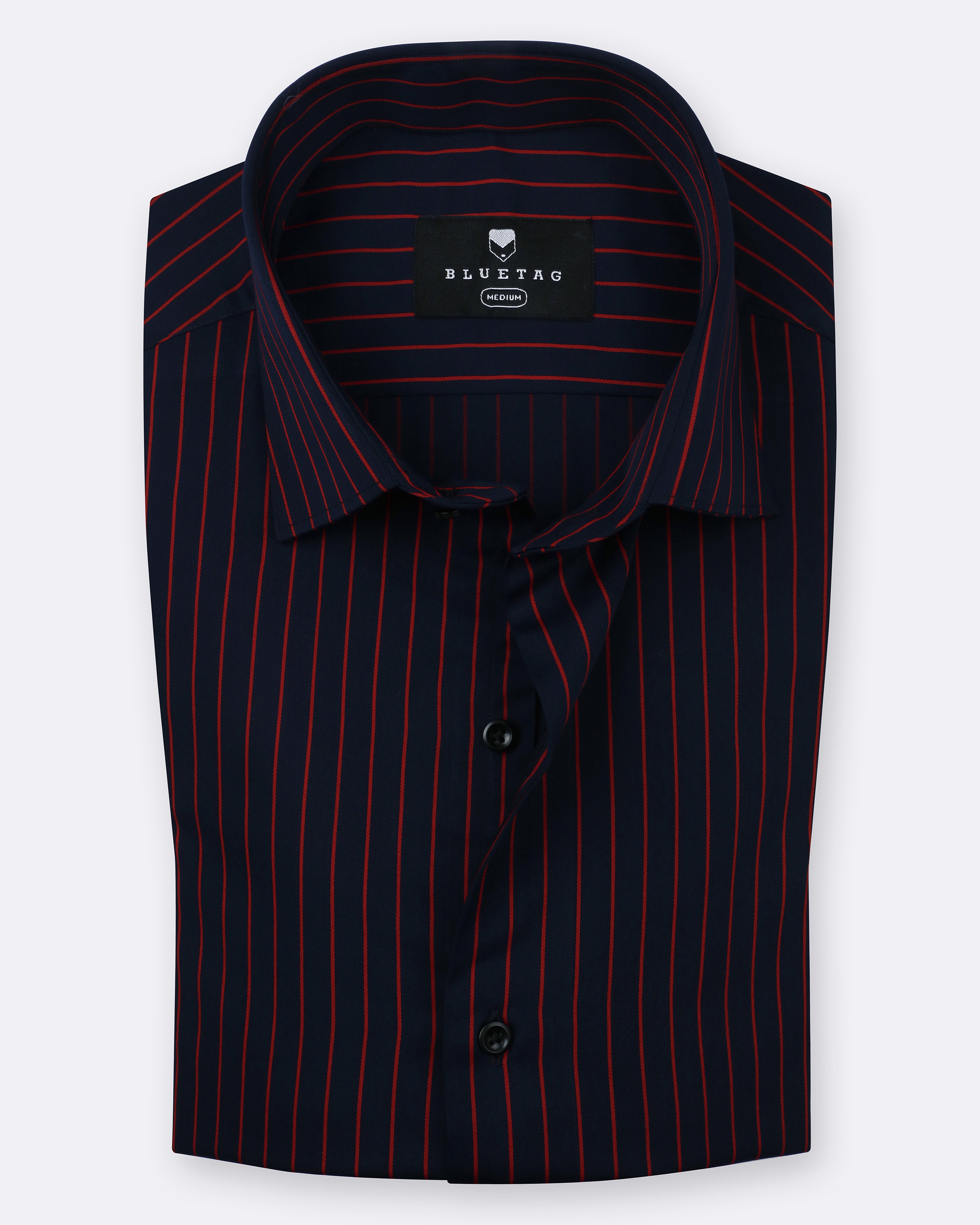 Classic Navy & Red Striped Shirt