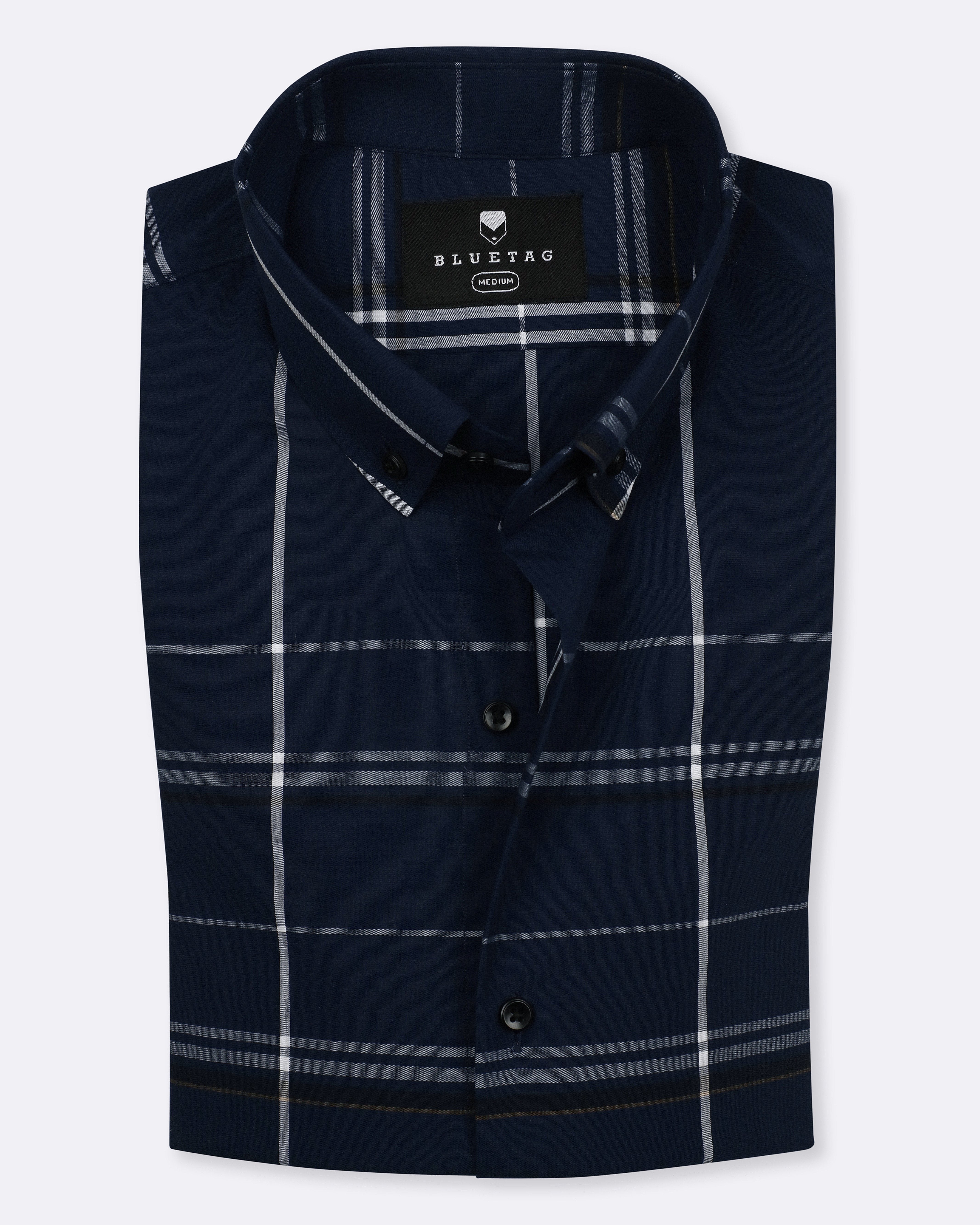 Deep Navy & White Bold Checkered