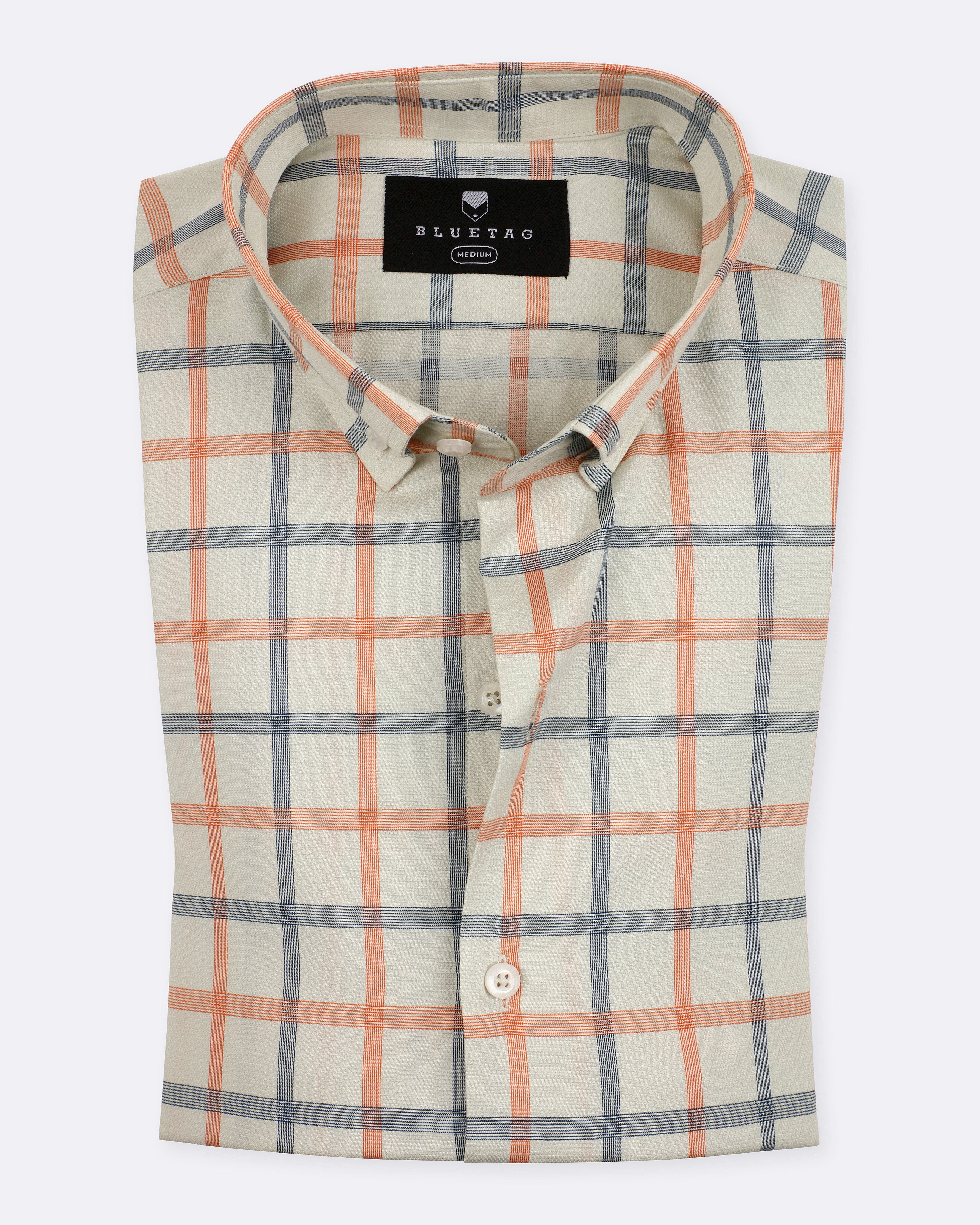 Classic Ivory Coral Plaid Checkered
