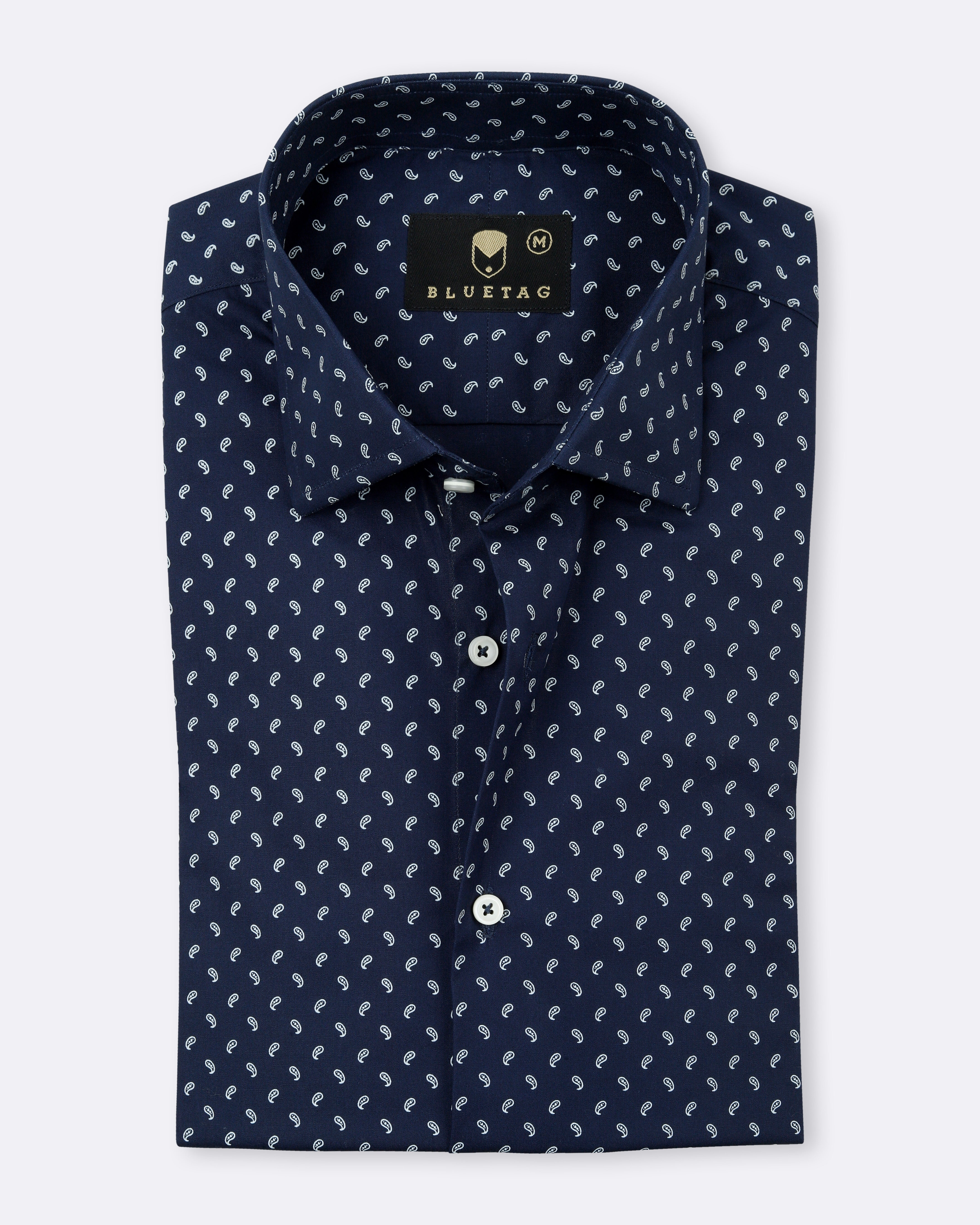 Navy Paisley Charm Printed Shirt