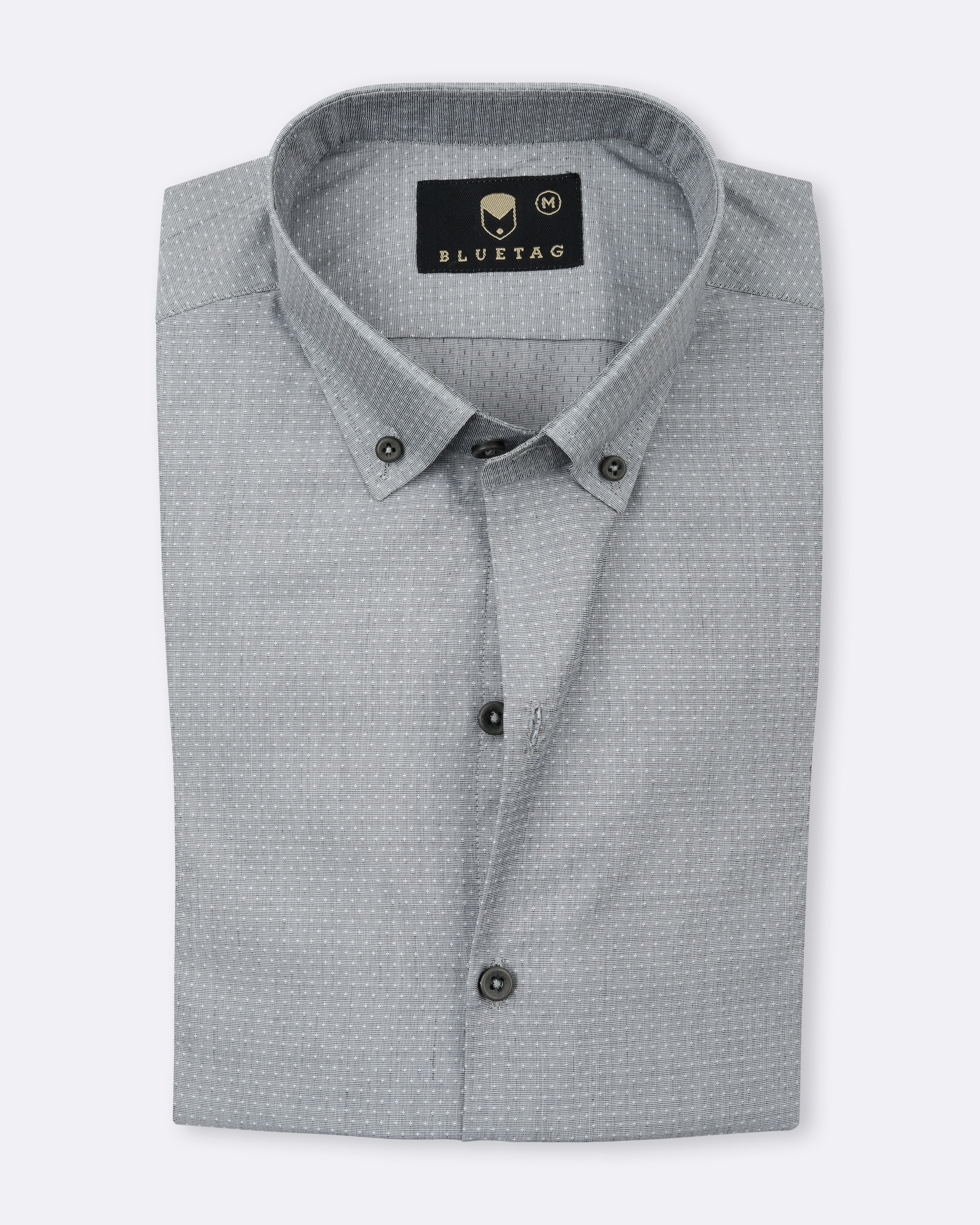 Silver Dot Textured Shirt