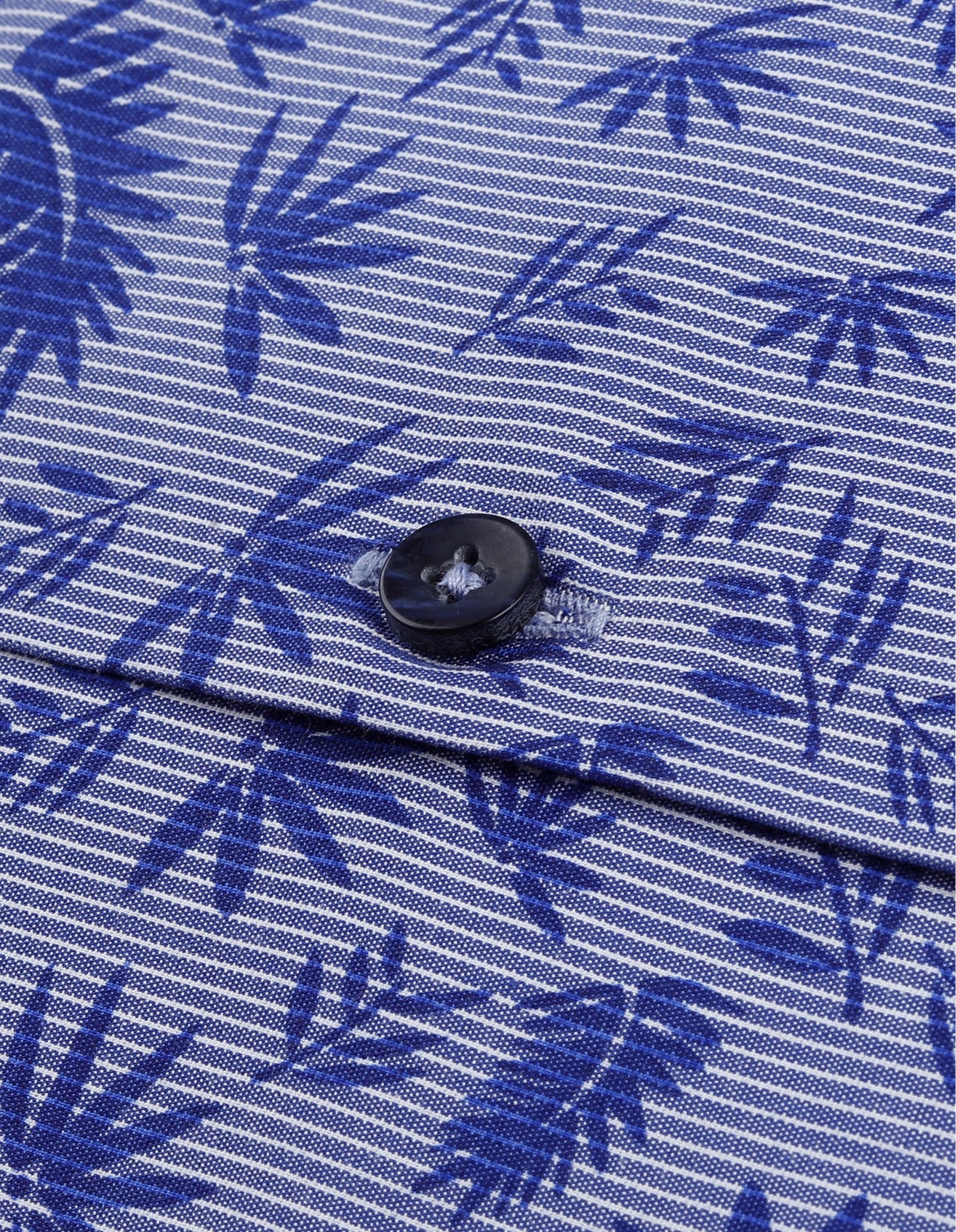 Blue Tropical Leaf Printed Shirt