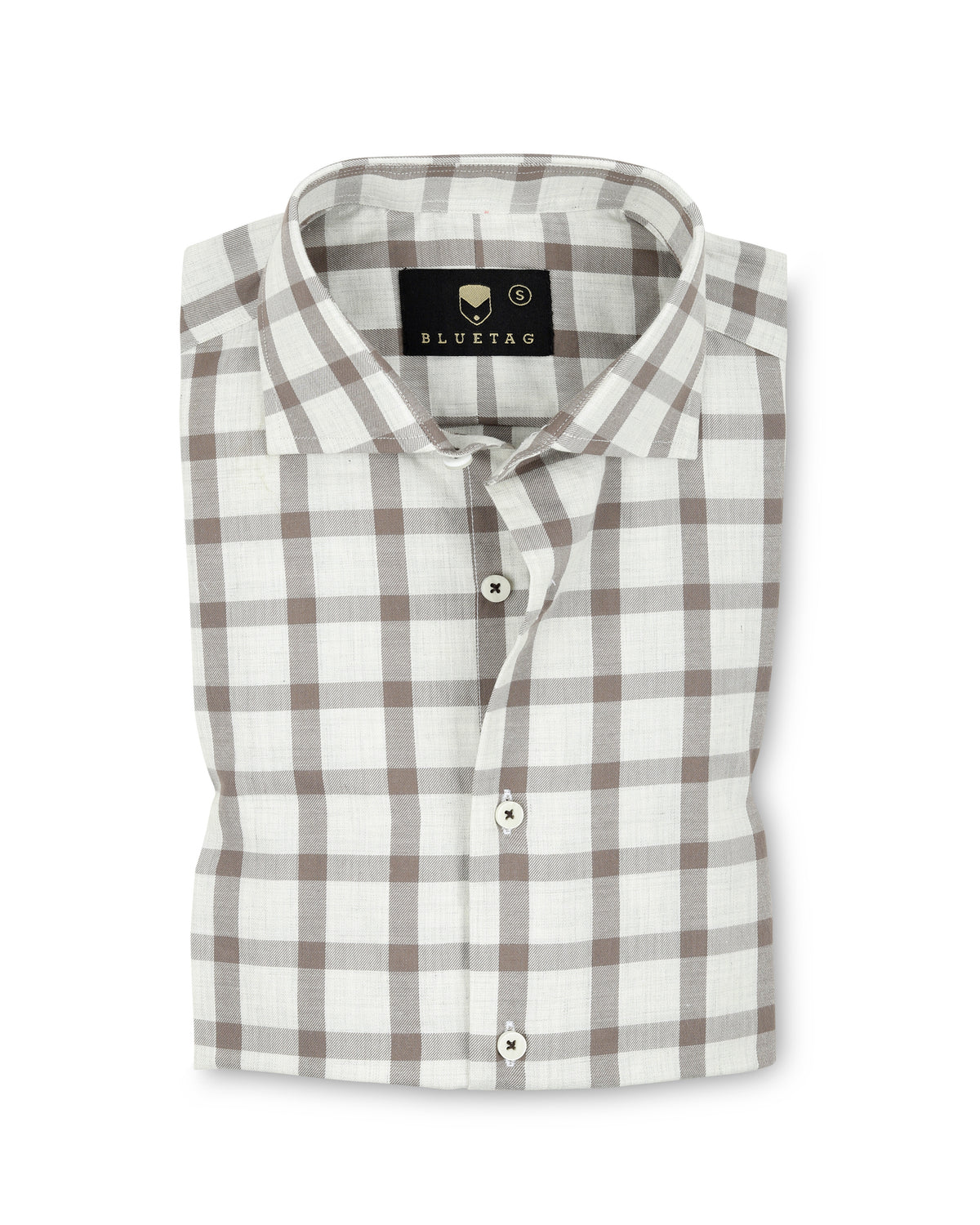 Cream & Brown Windowpane Checkered
