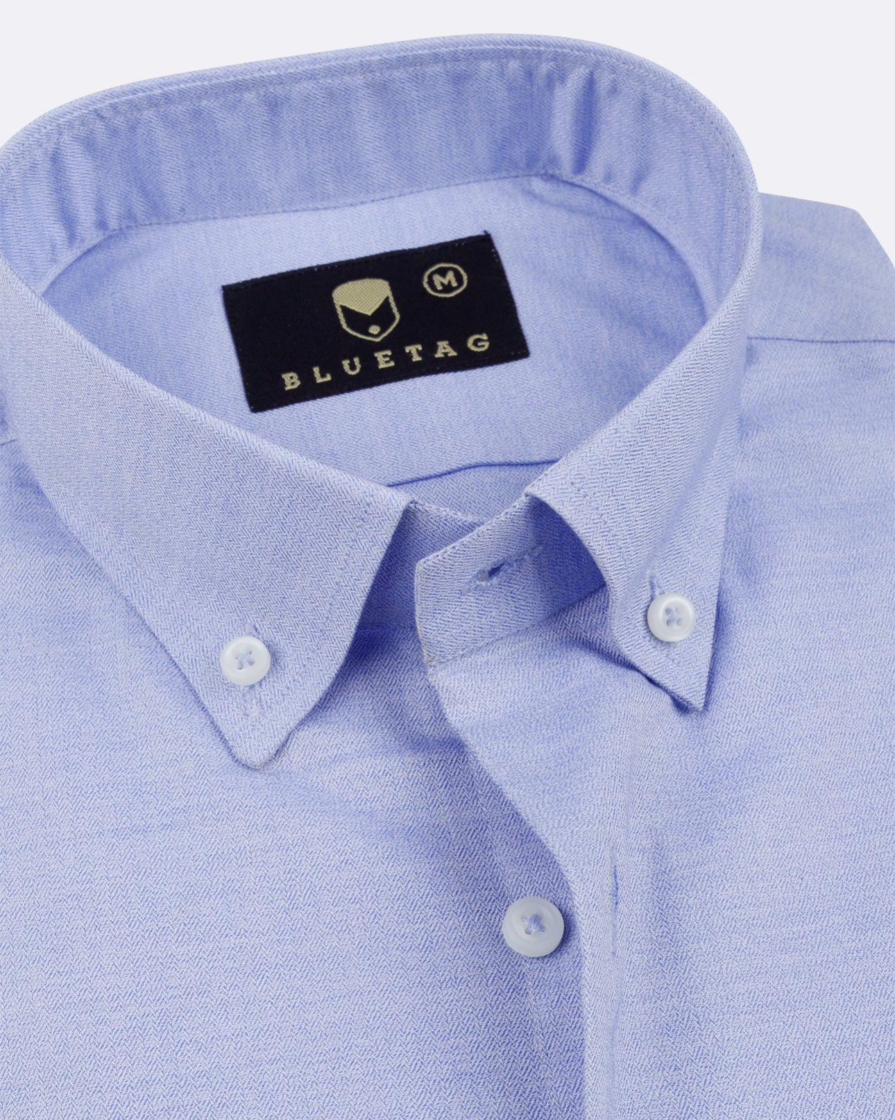 Sky Blue Herringbone Solid Shirt