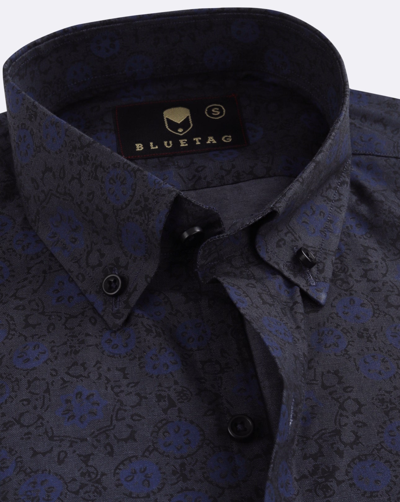Shadow Blue Elegant Floral Shirt