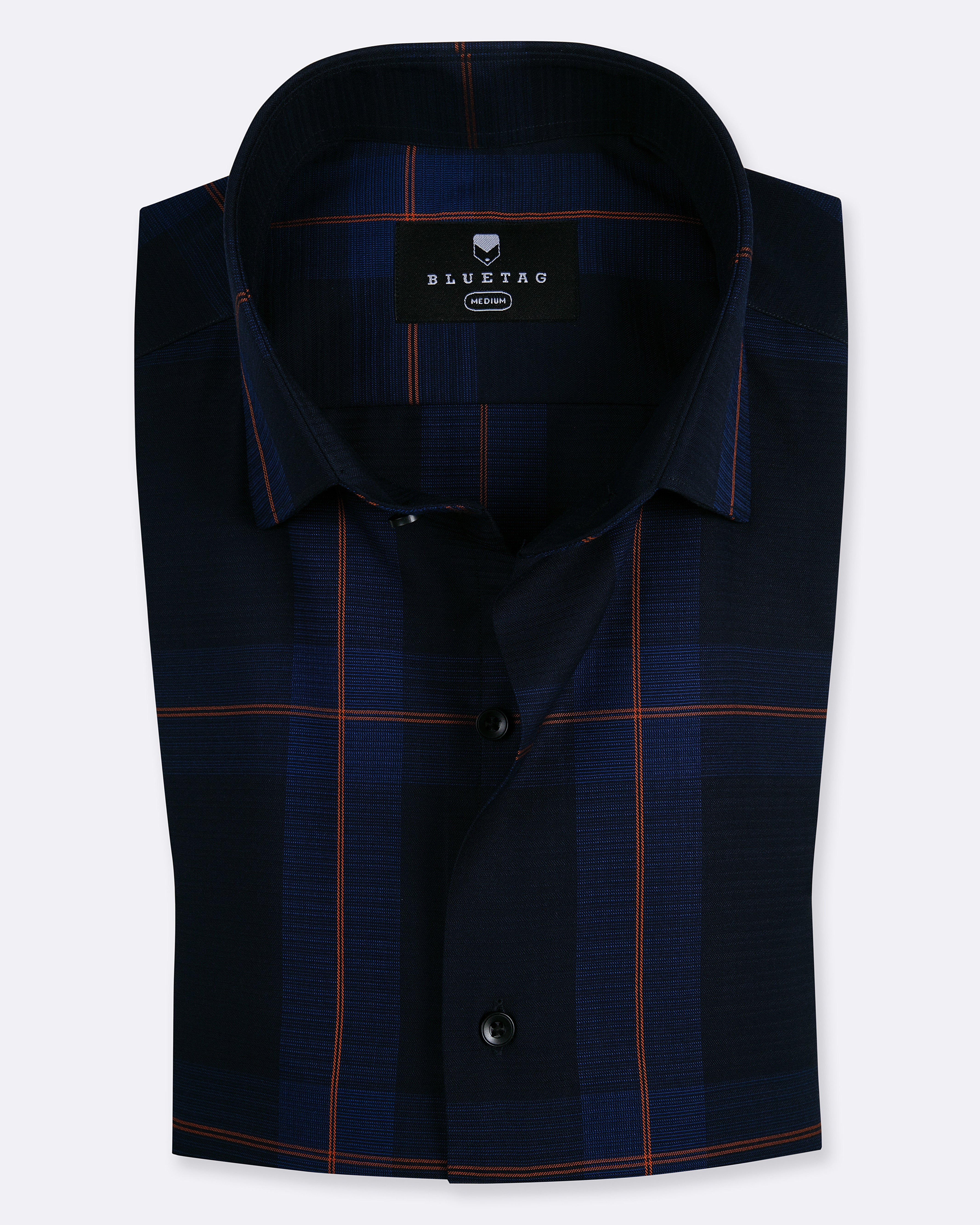 Midnight Navy Copper Classic Grid Checkered