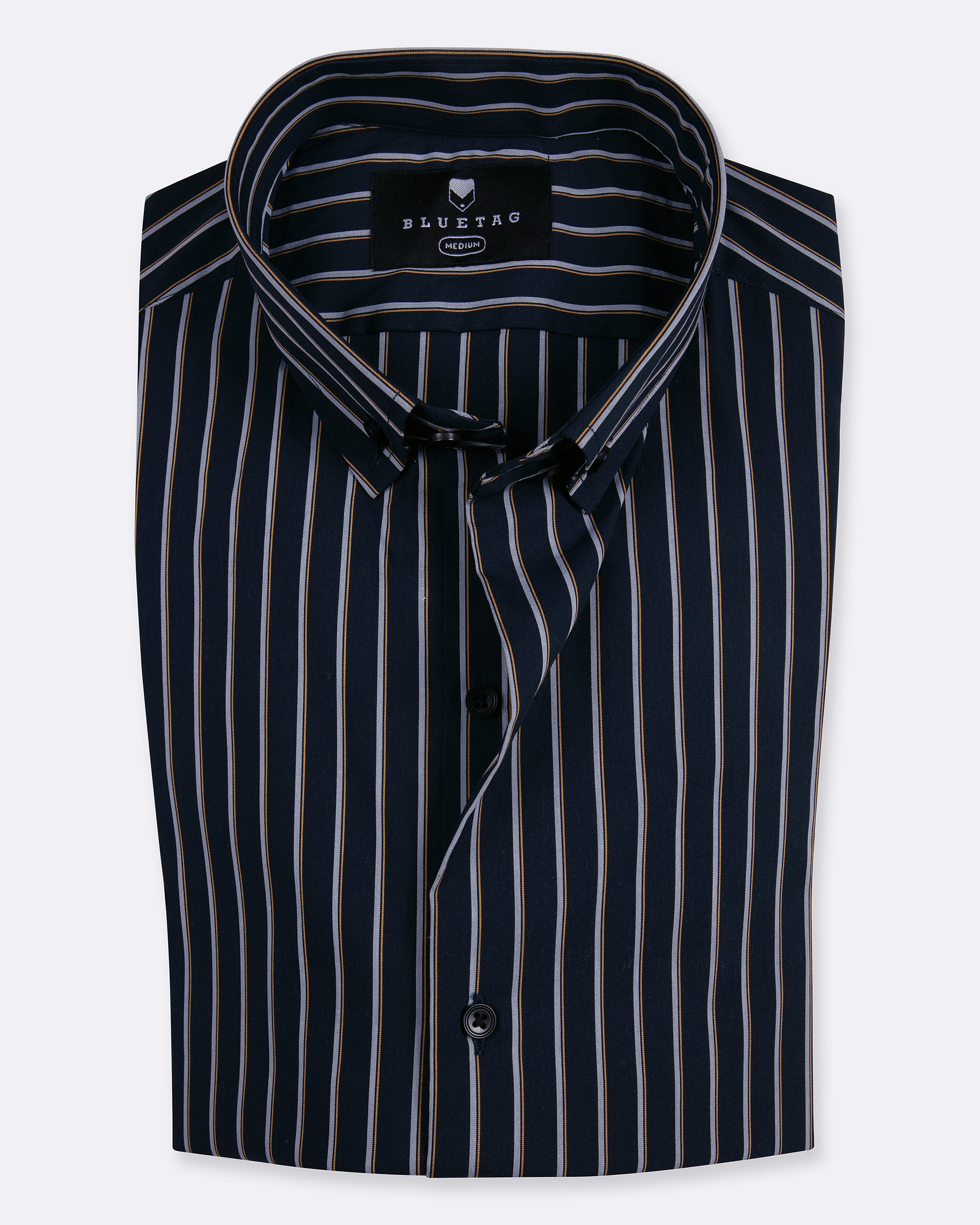 Classic Deep Navy & White Striped Shirt