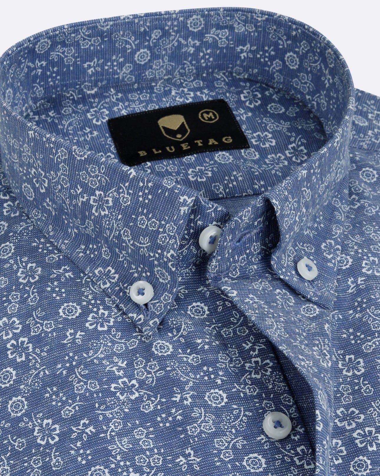 Denim Sky White Floral Printed Shirt