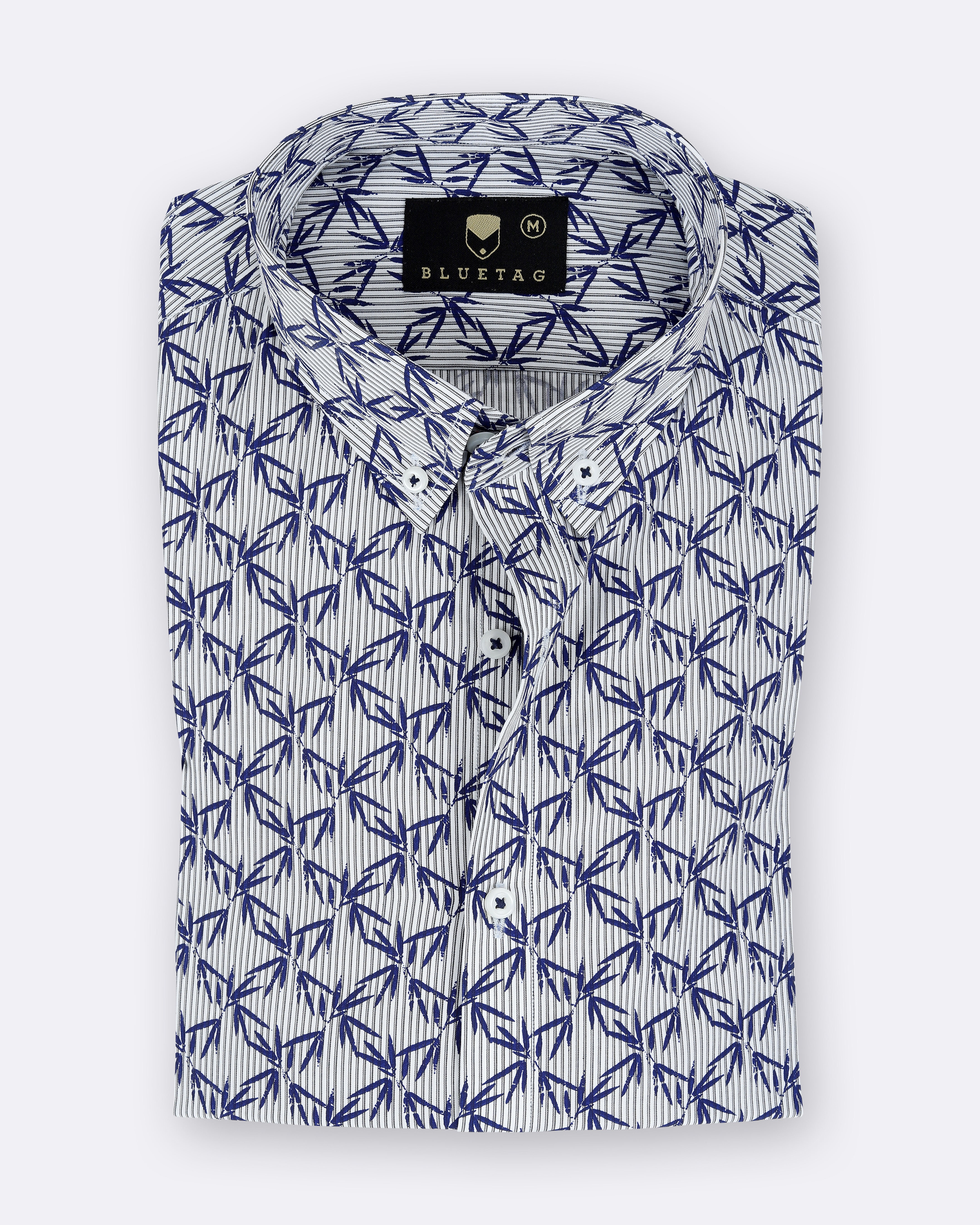 Tropical Blue Leaf Printed Shirt