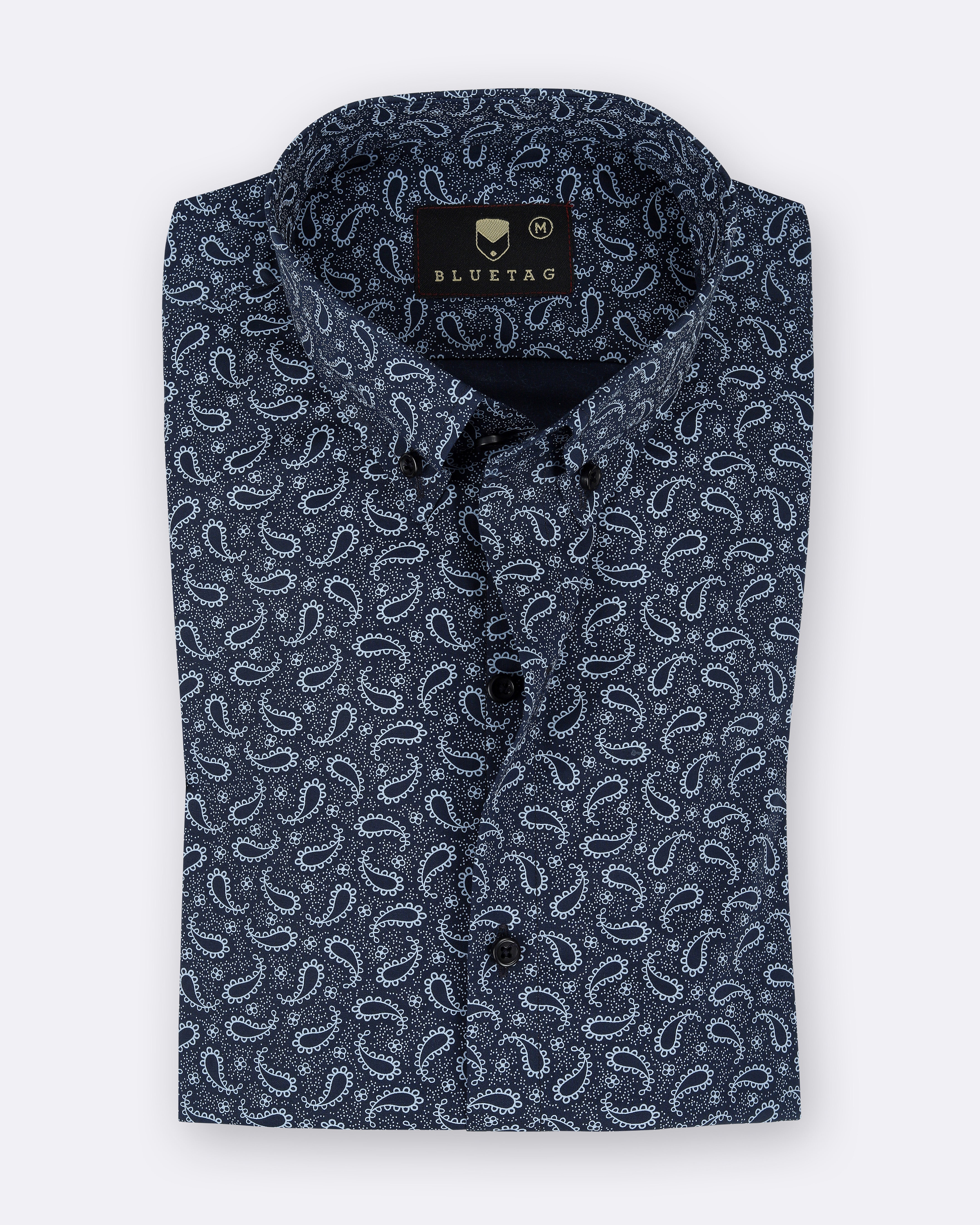 Refined Navy Paisley Printed Shirt