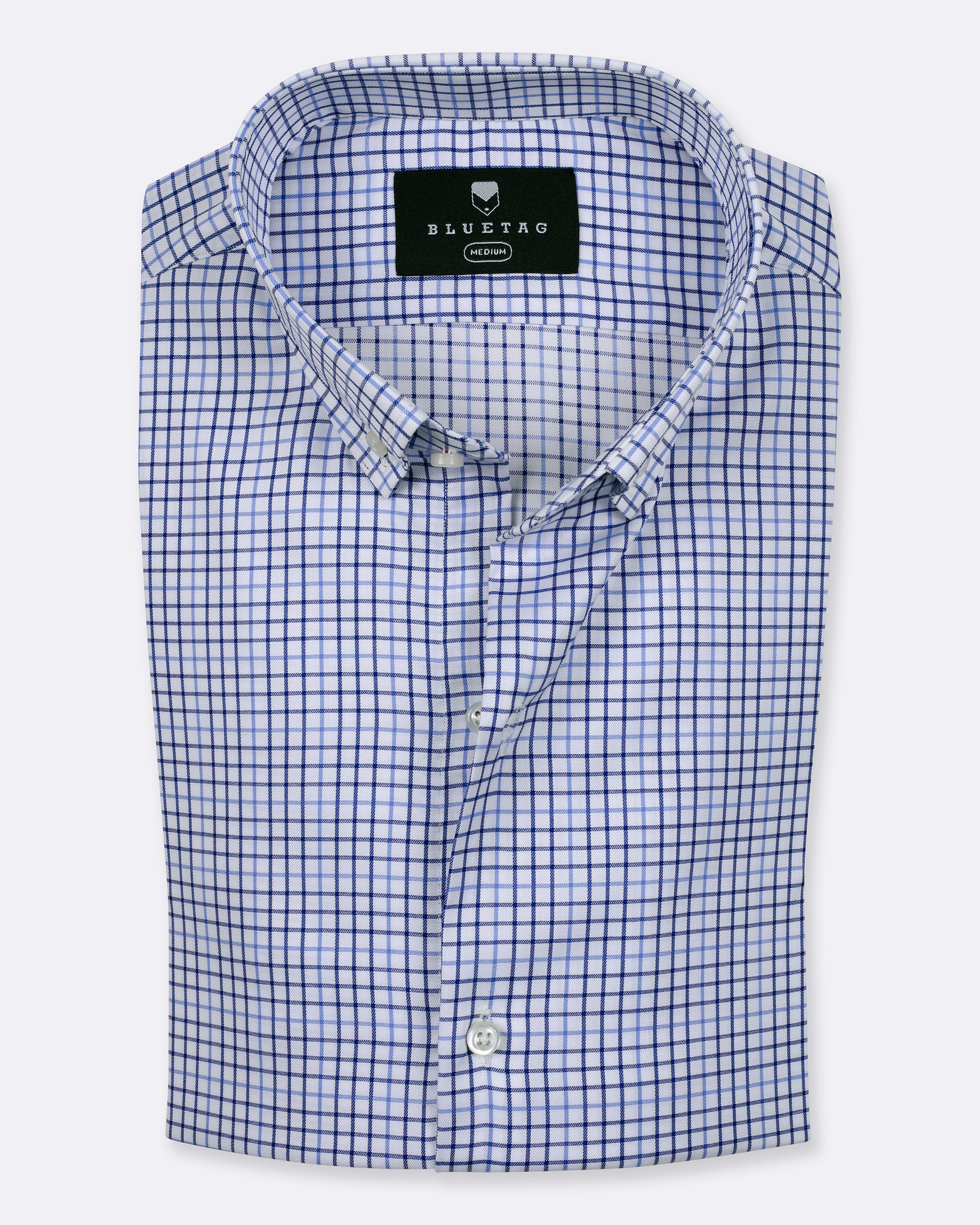 Classic White & Blue Micro Grid Checkered