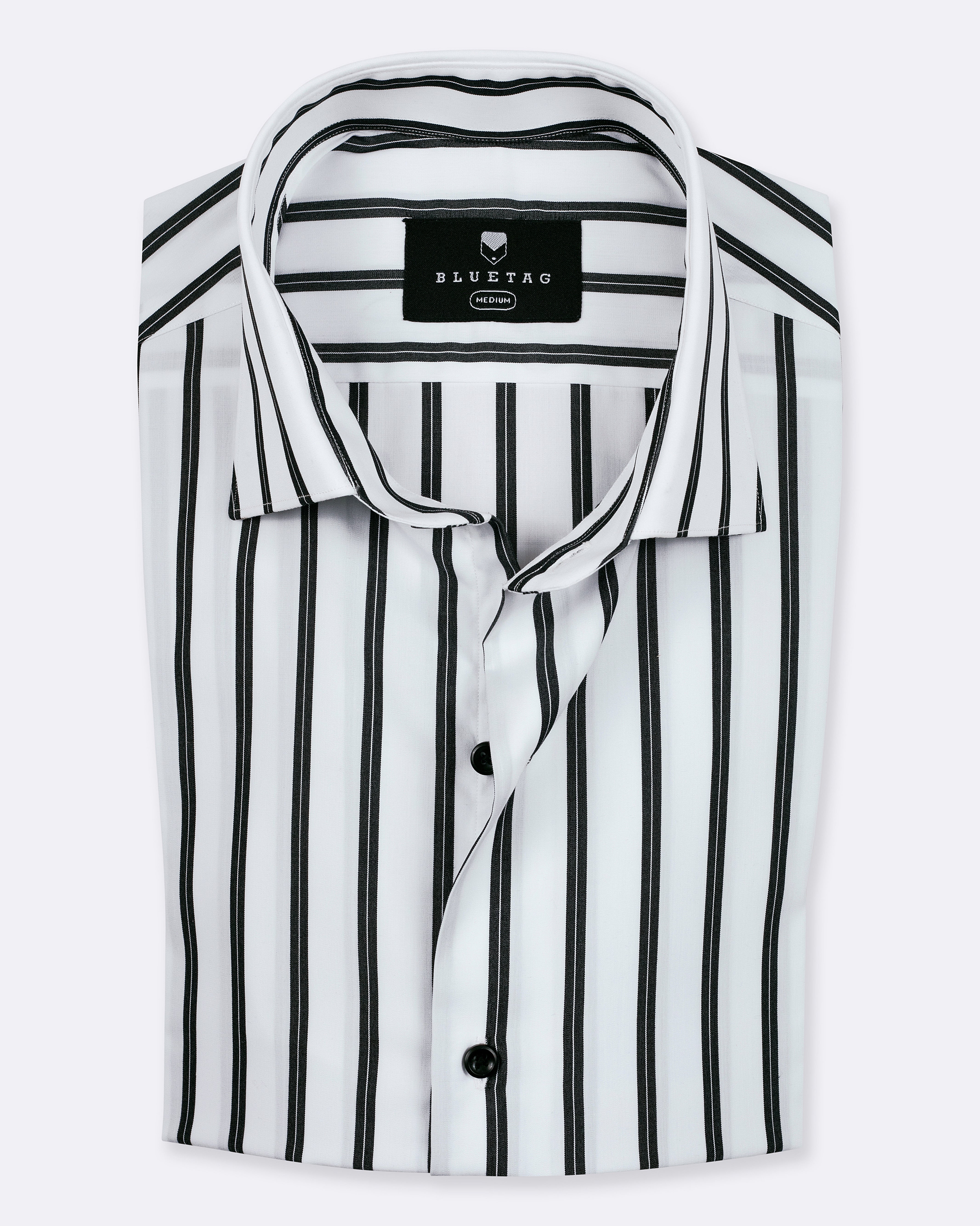 Premium White & Black Bold Striped Shirt